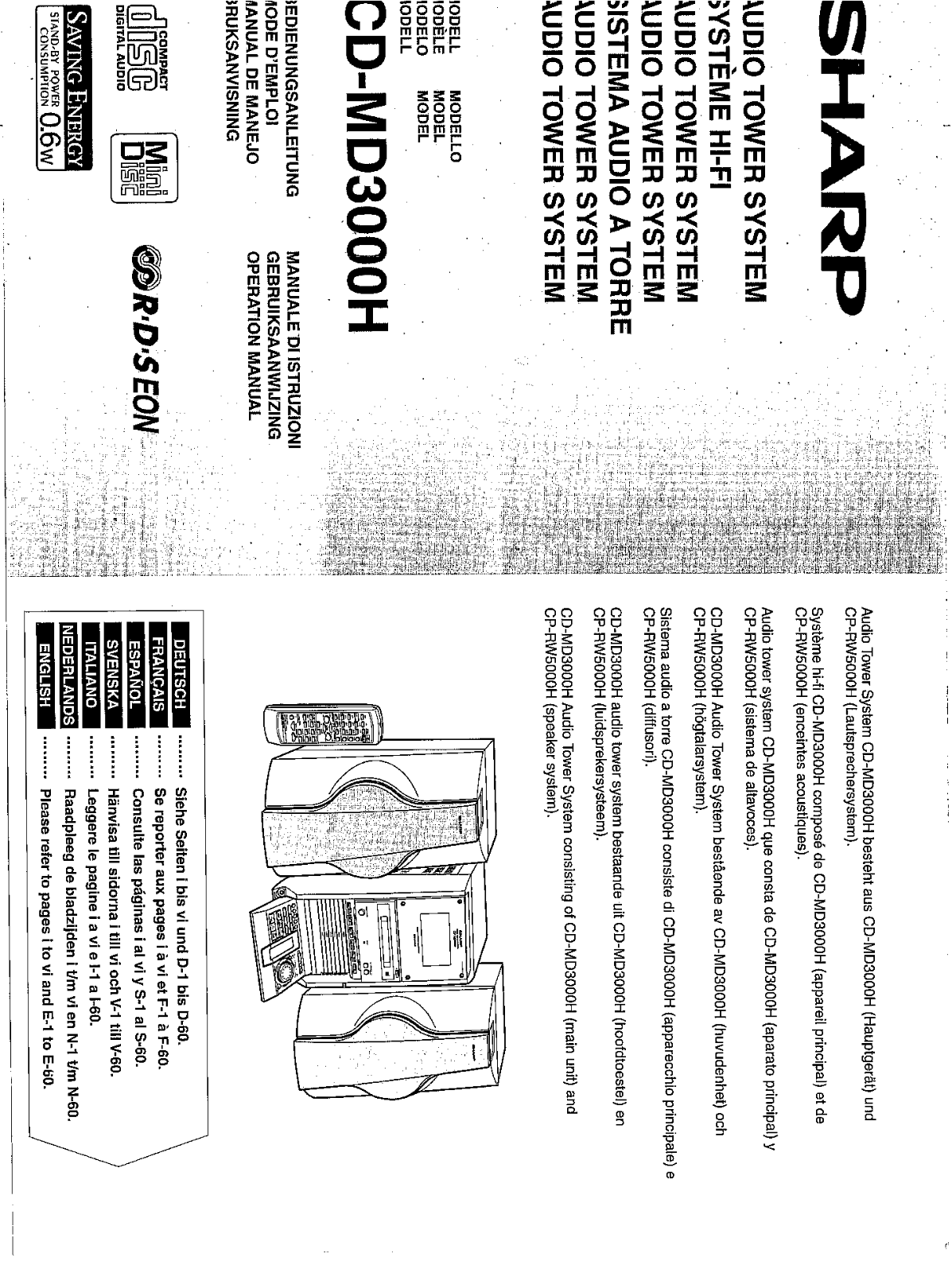 Sharp CD-MD3000H User Manual