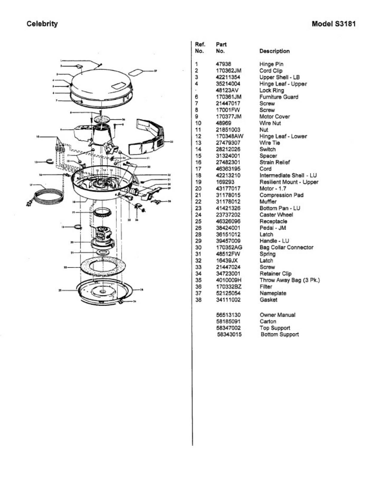 Hoover S3191, S3189, S3181, S3185 Owner's Manual