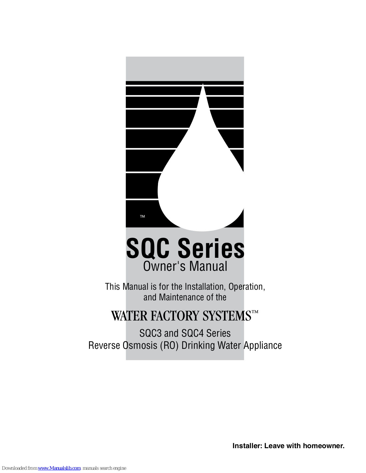 Water Factory Systems SQC3 Series, SQC4 Series Owner's Manual