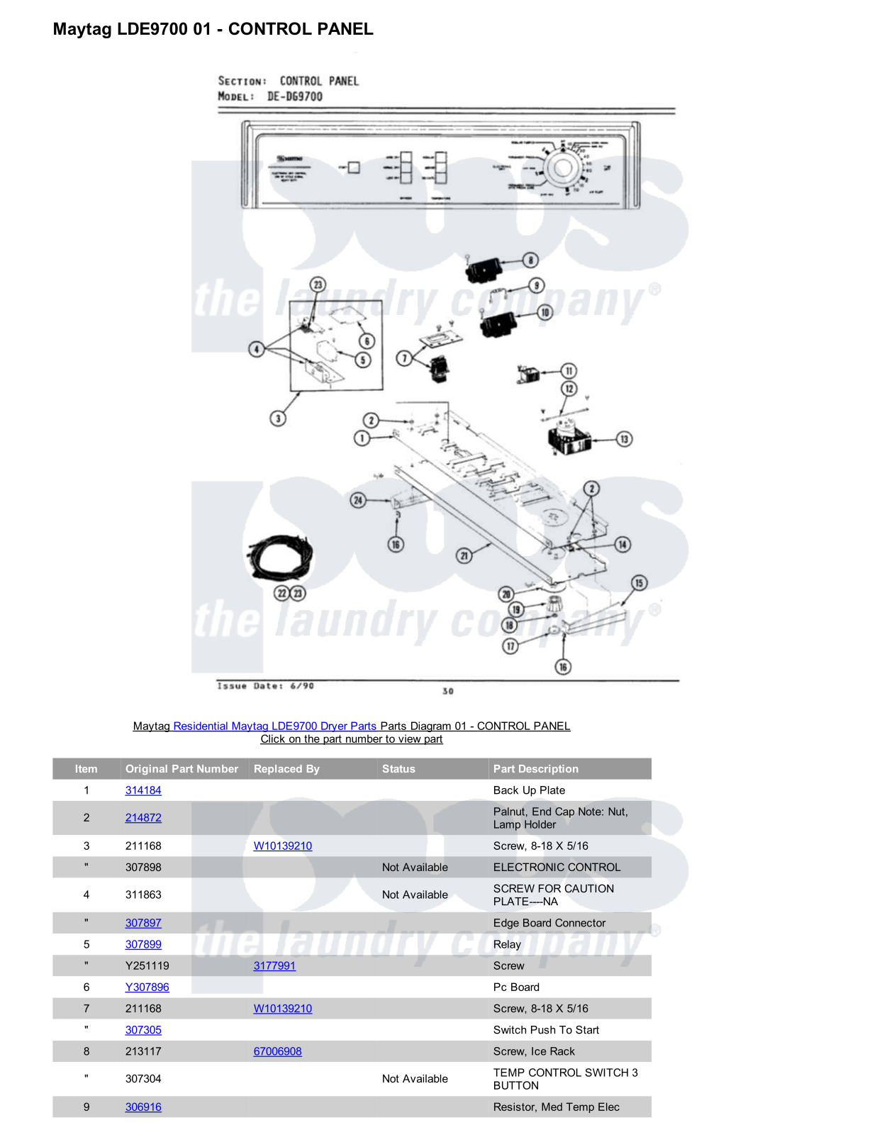 Maytag LDE9700 Parts Diagram