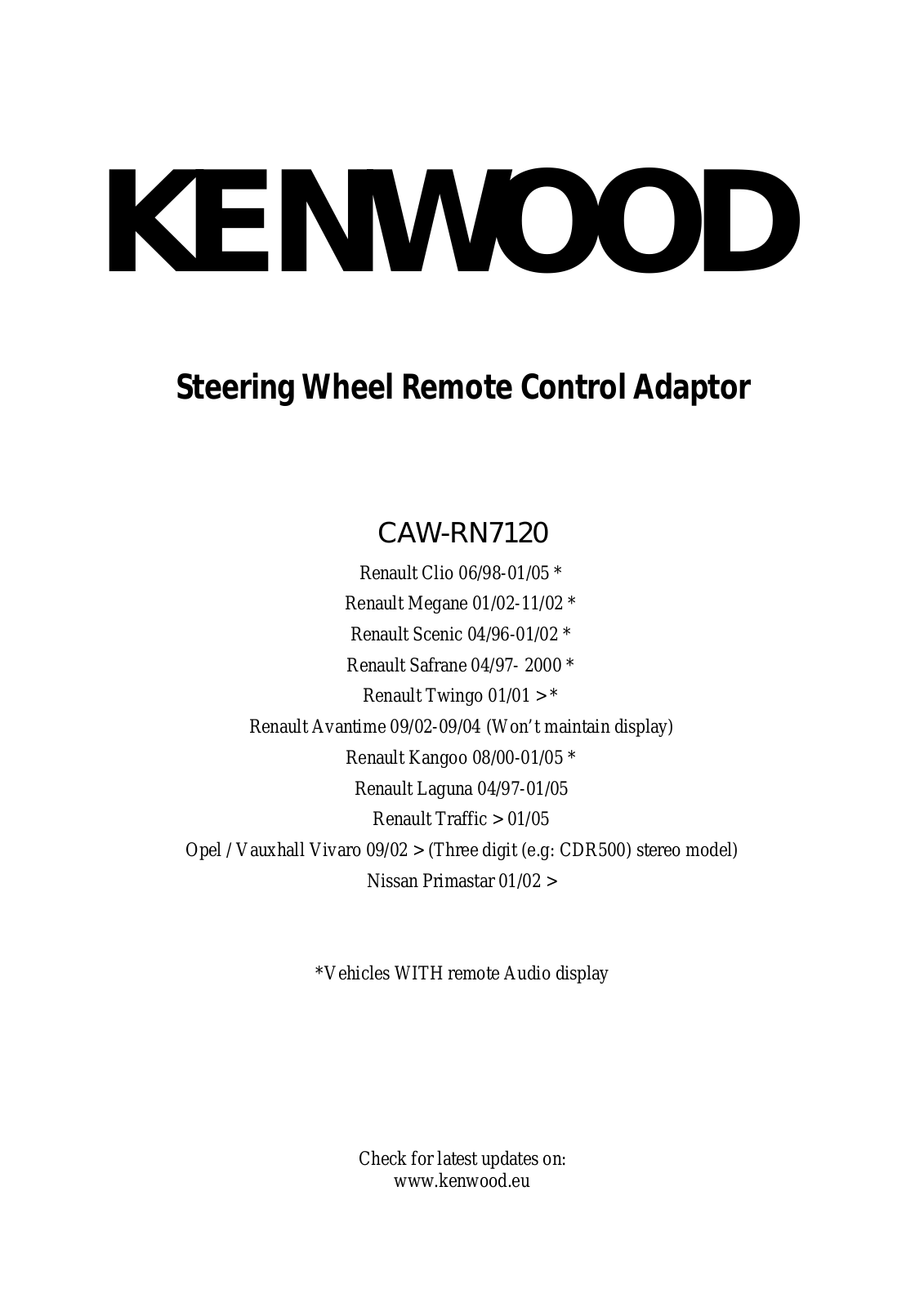 Kenwood CAW-RN7120 User Manual