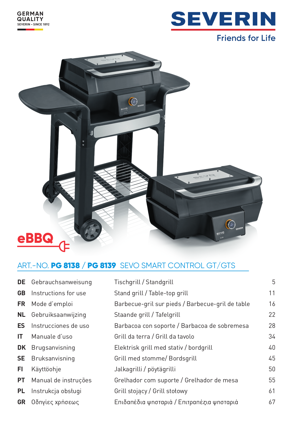SEVERIN Sevo PG8139, Sevo PG8138 User guide - ManualMachine.com