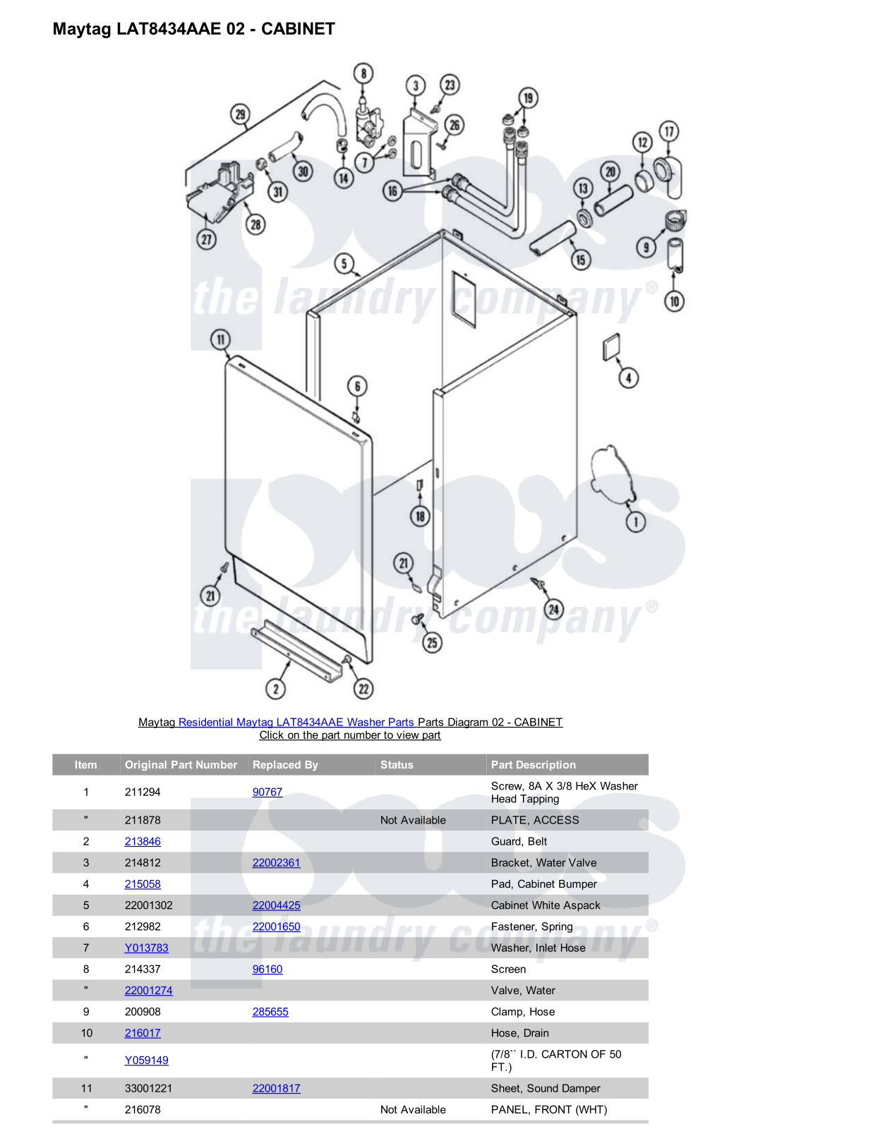 Maytag LAT8434AAE Parts Diagram