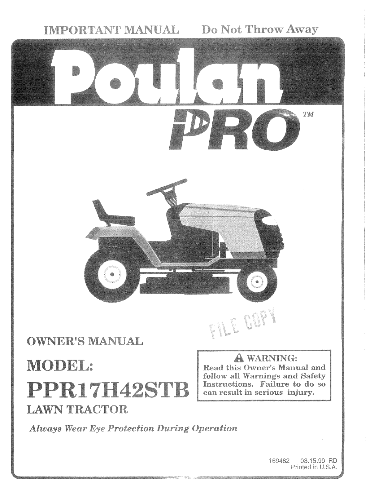 Poulan 169482 User Manual