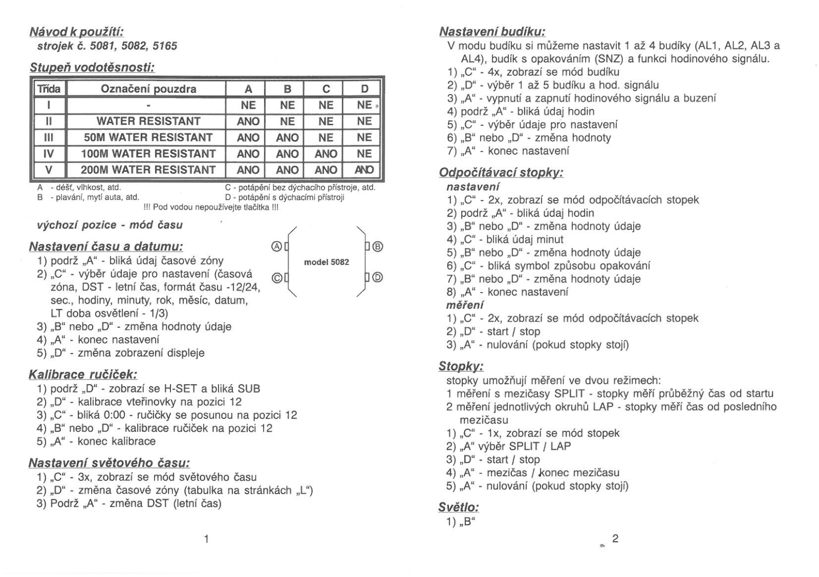 Casio GA-100-1A1ER, 5165, 5081, 5082 User Manual