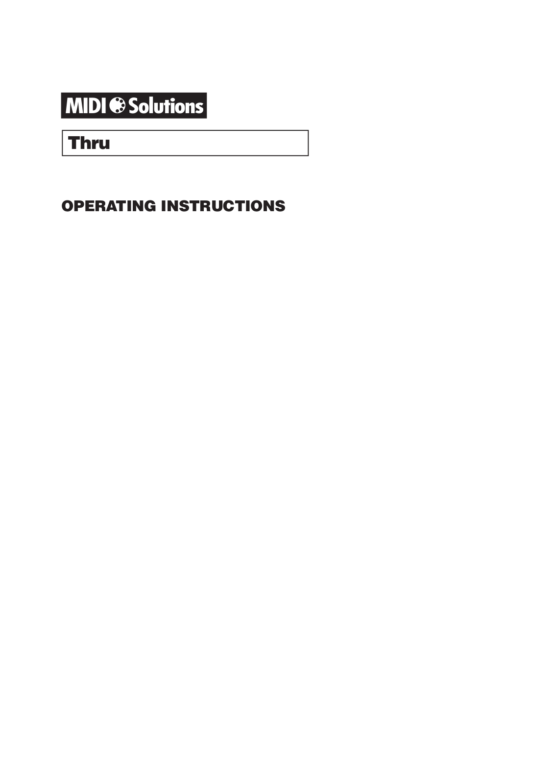 MIDI Solutions Thru User Manual