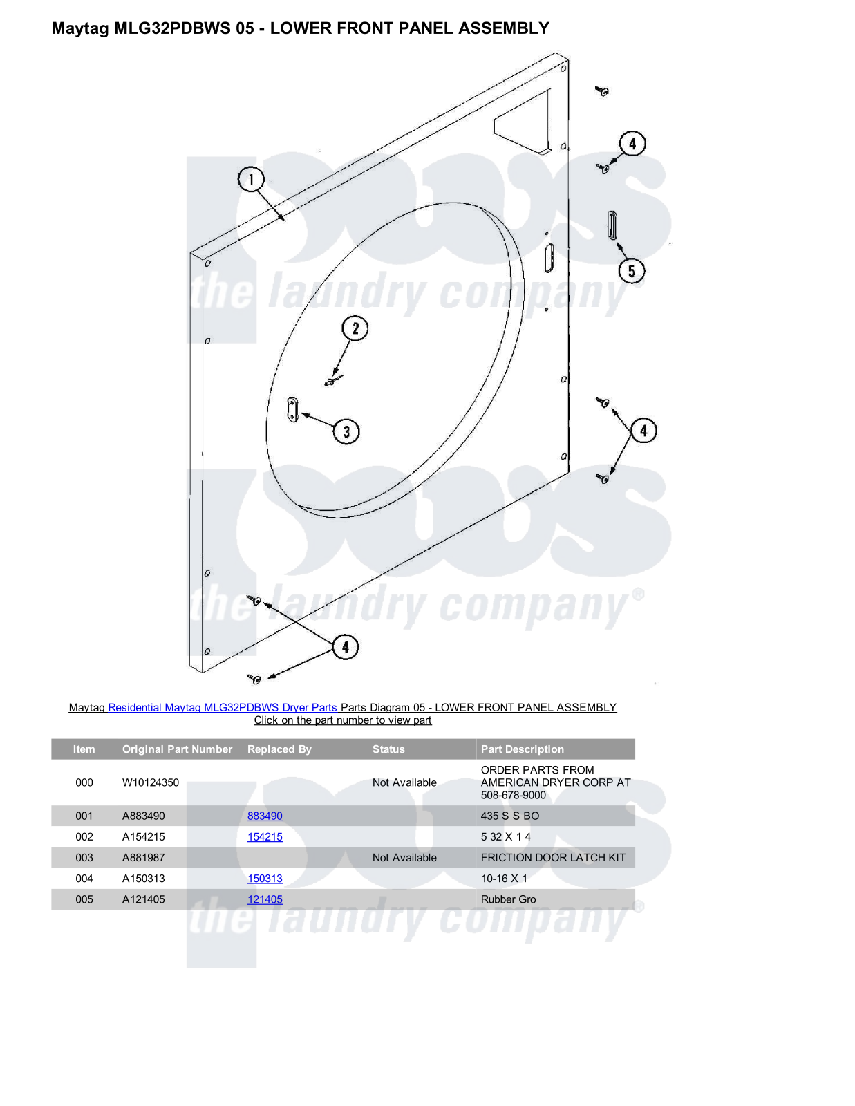 Maytag MLG32PDBWS Parts Diagram