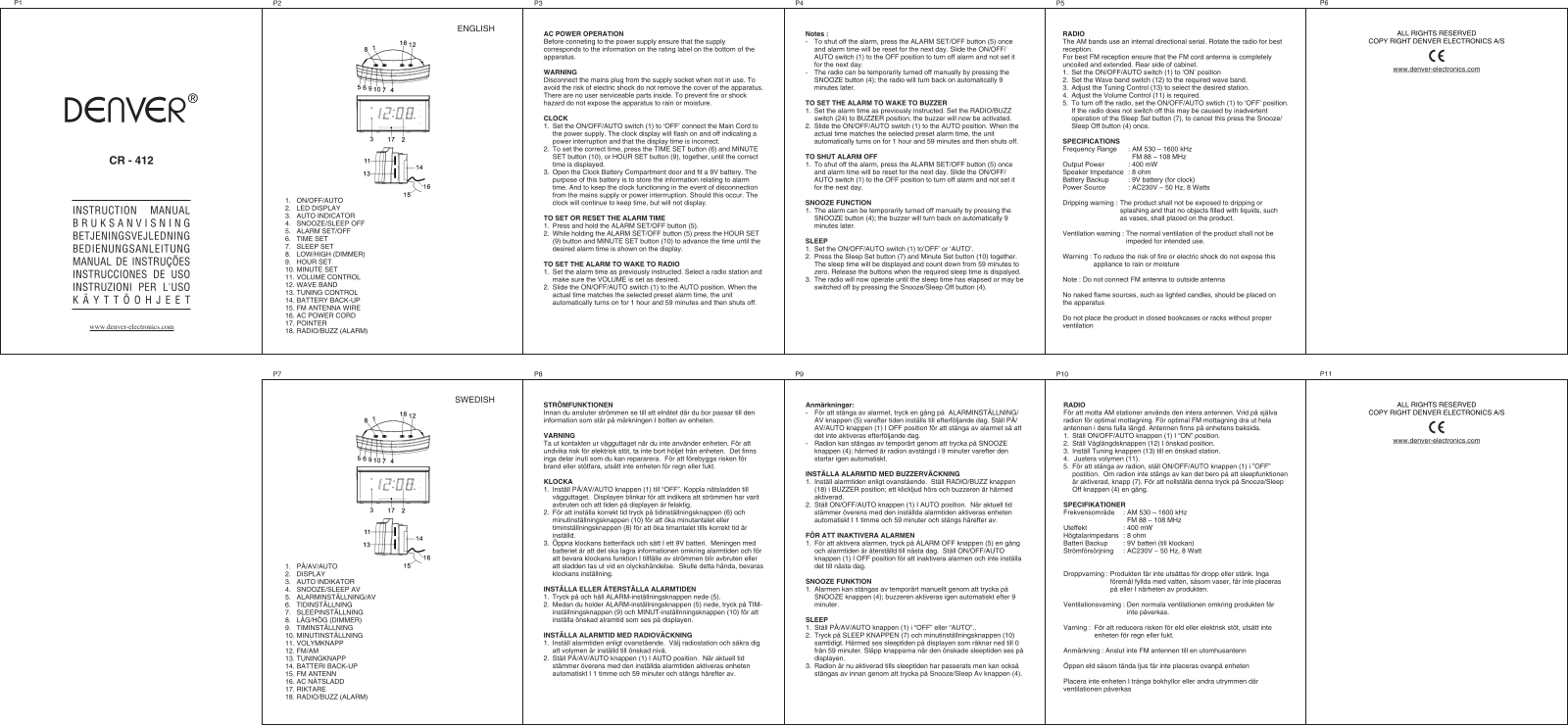 Denver CR-412 User Manual