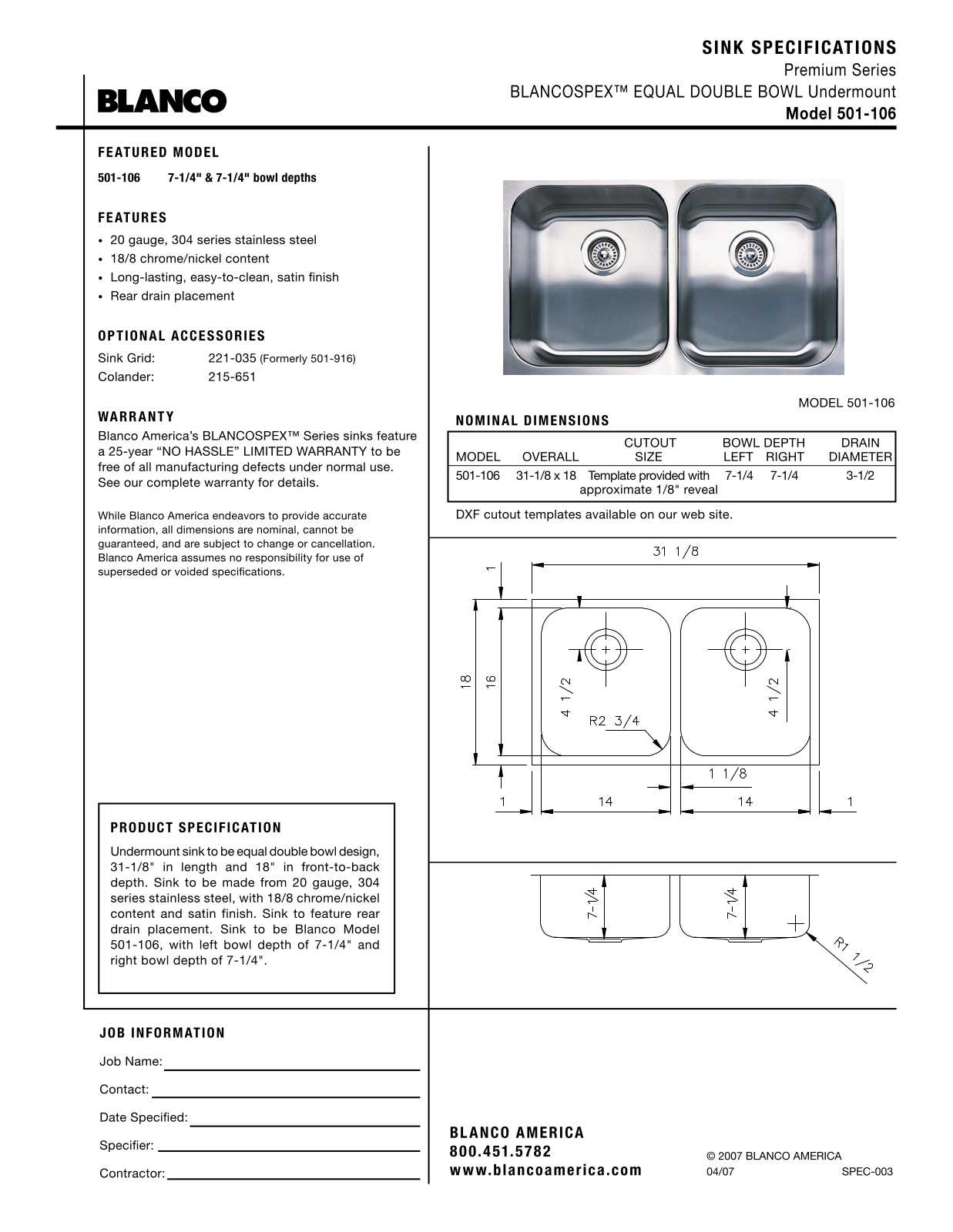 Blanco 501-106 User Manual