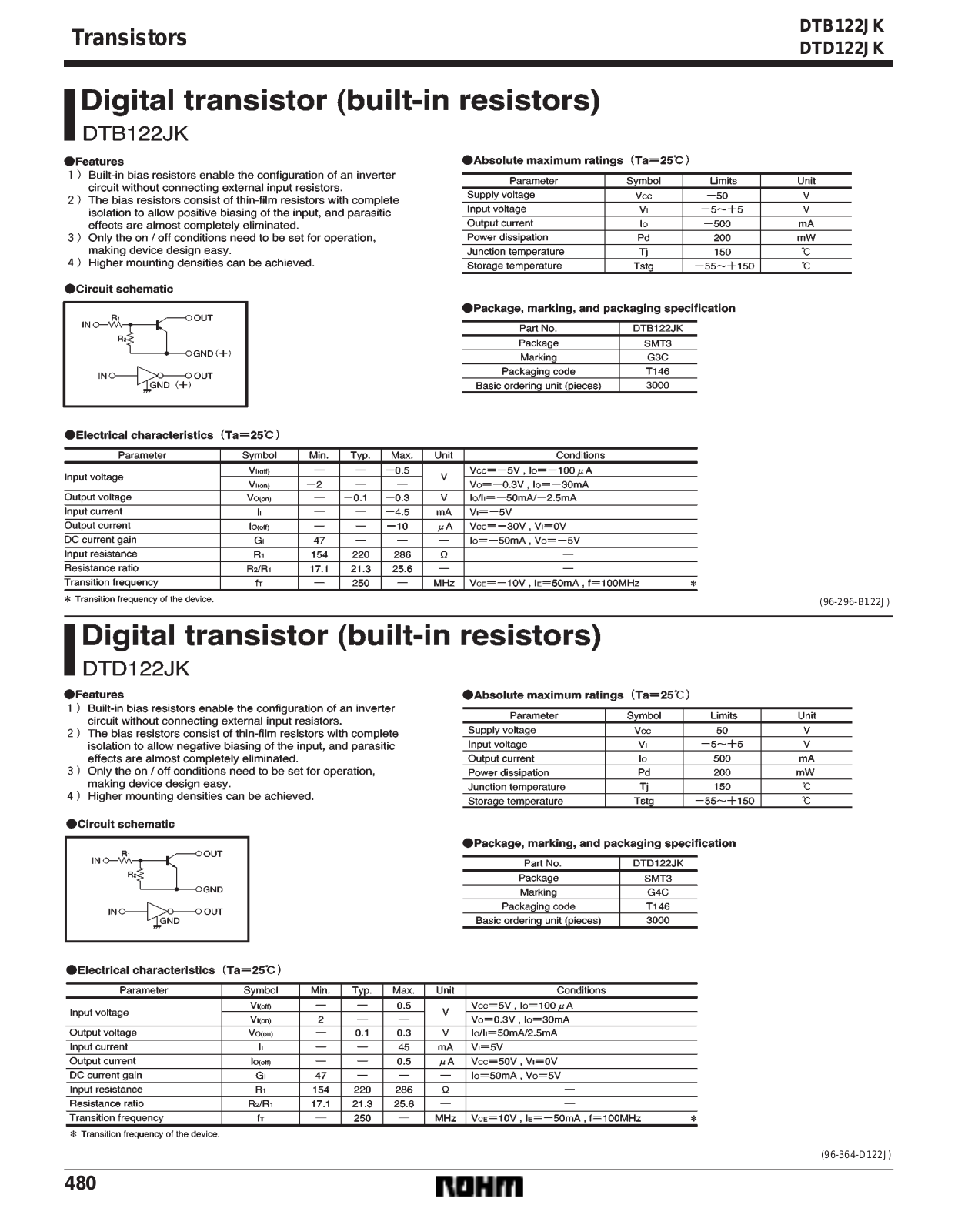 ROHM DTD122JK Datasheet