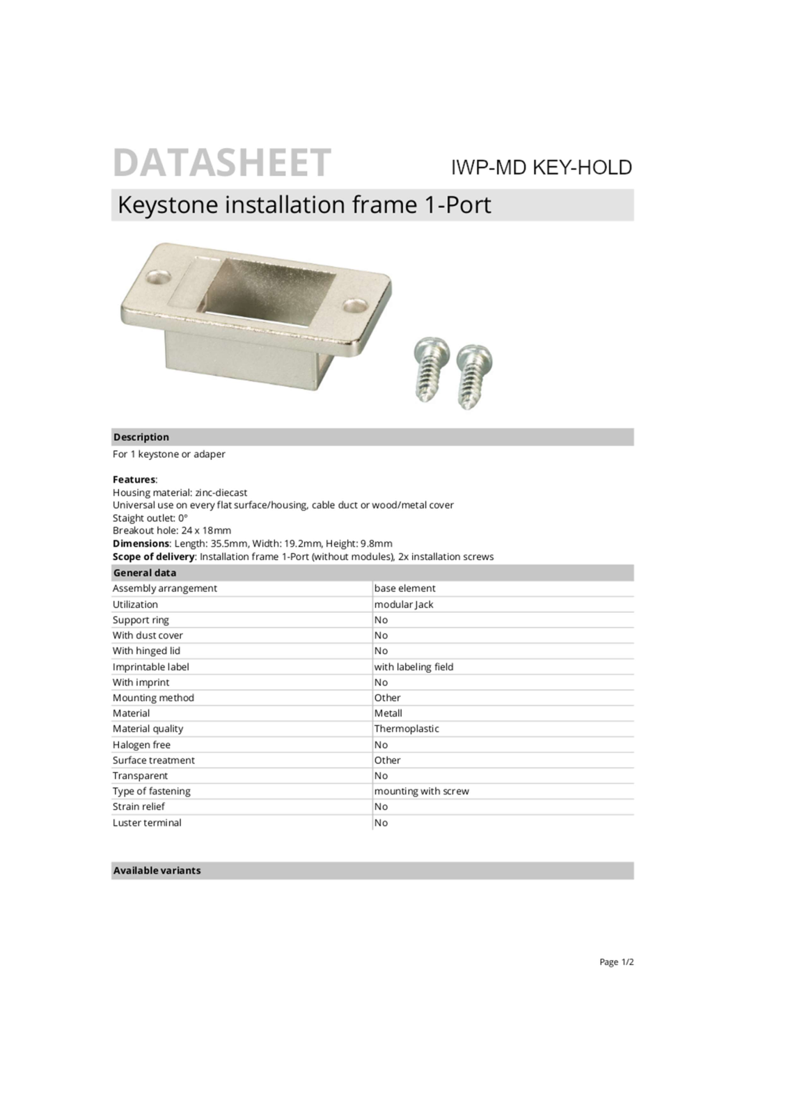 Goobay IWP-MDKEY-HOLD Datasheet - ManualMachine.com