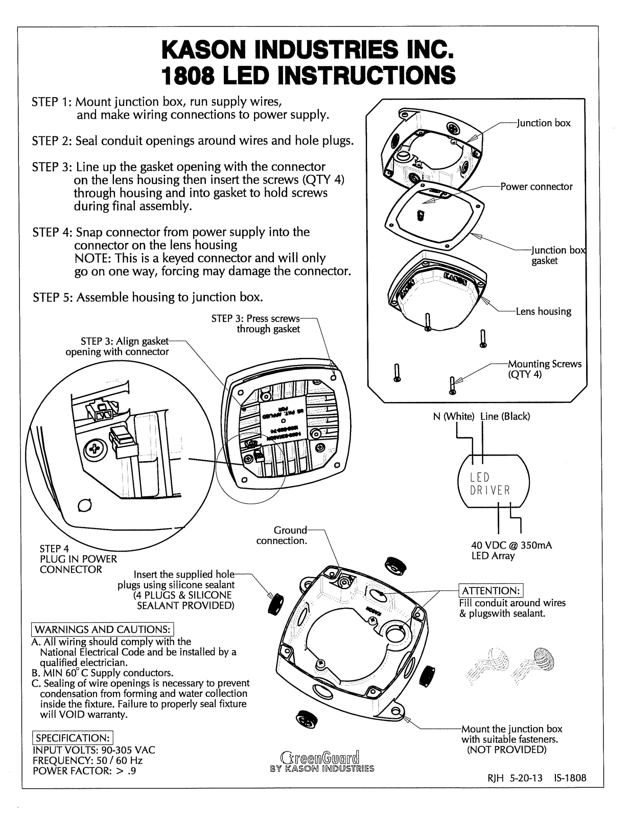 Kason 11808000000 Installation  Manual