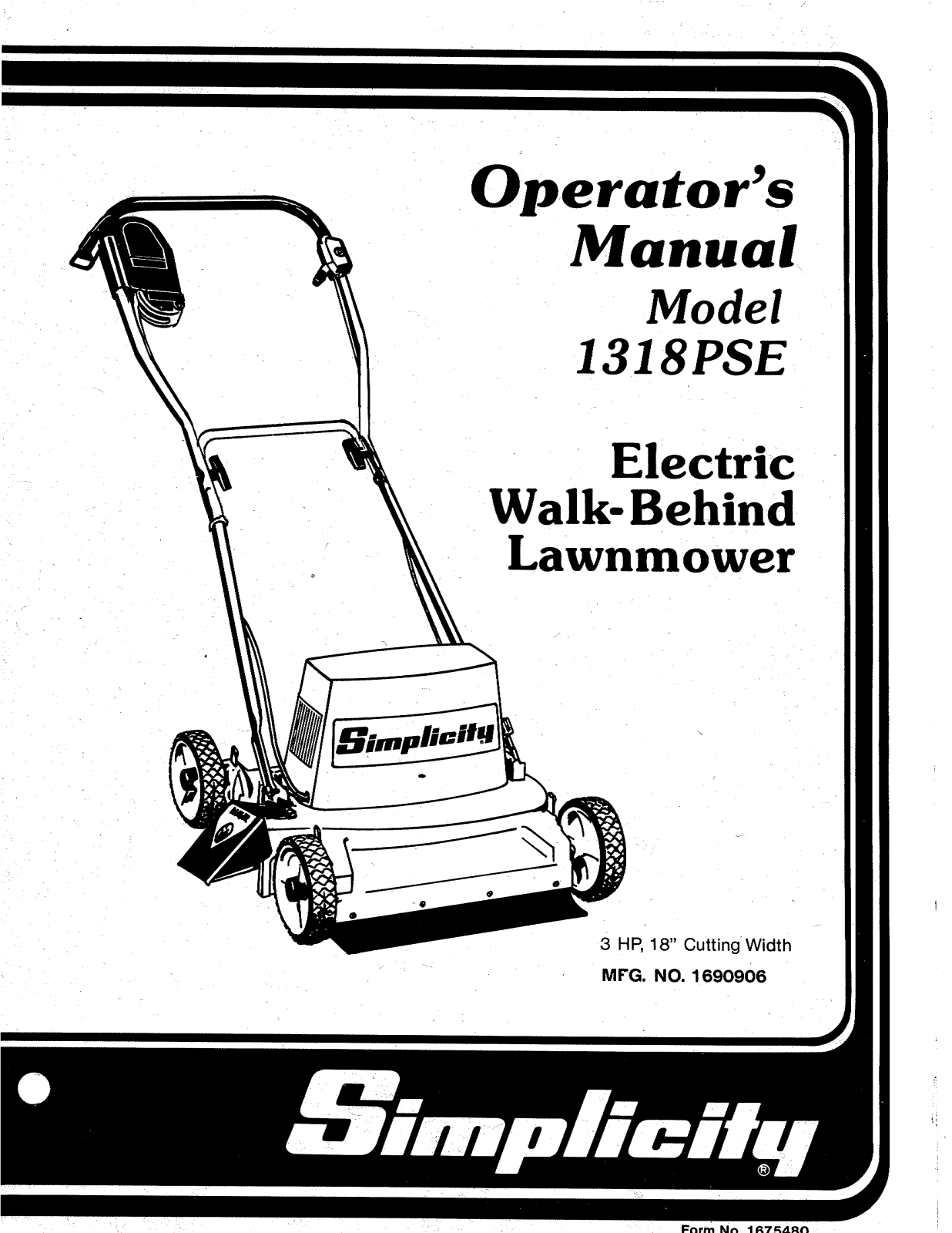 Simplicity 1318PSE User Manual