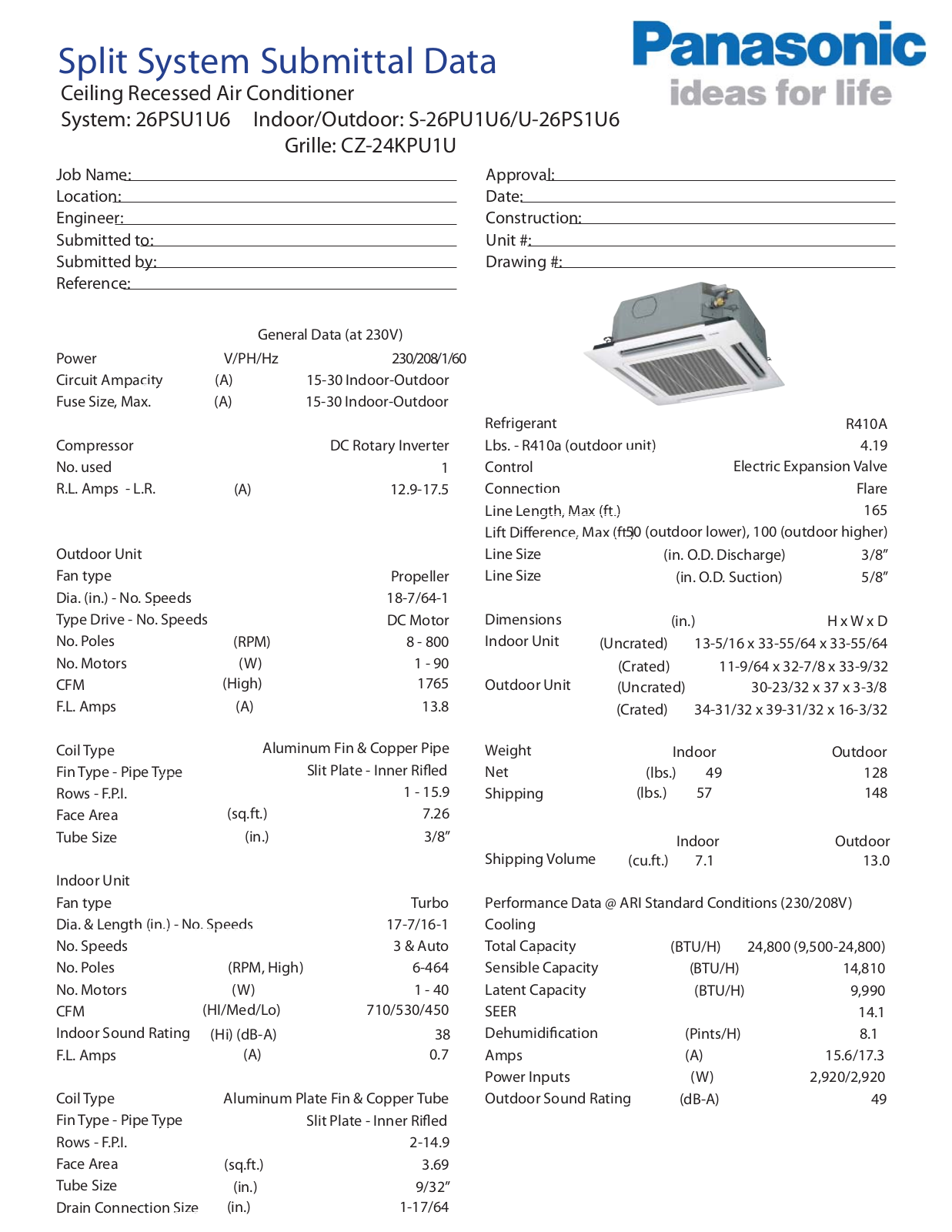 Panasonic 26PSU1U6 Data Sheet