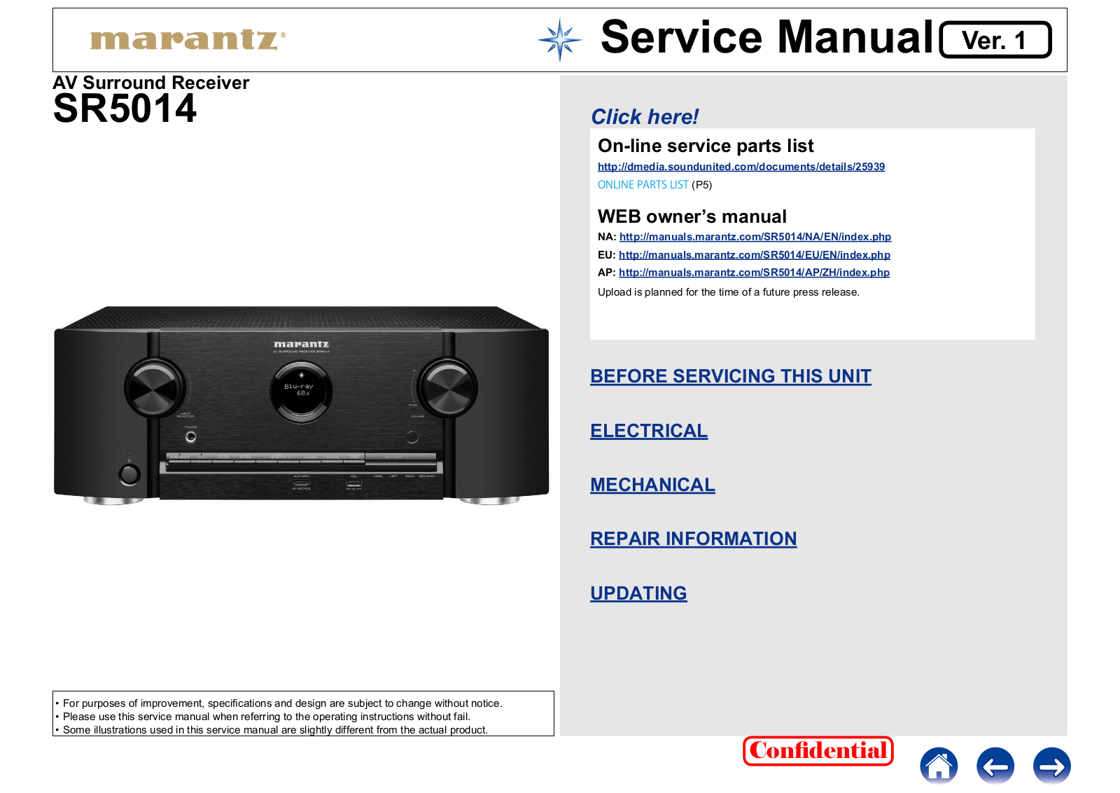 Marantz SR5014 Service Manual