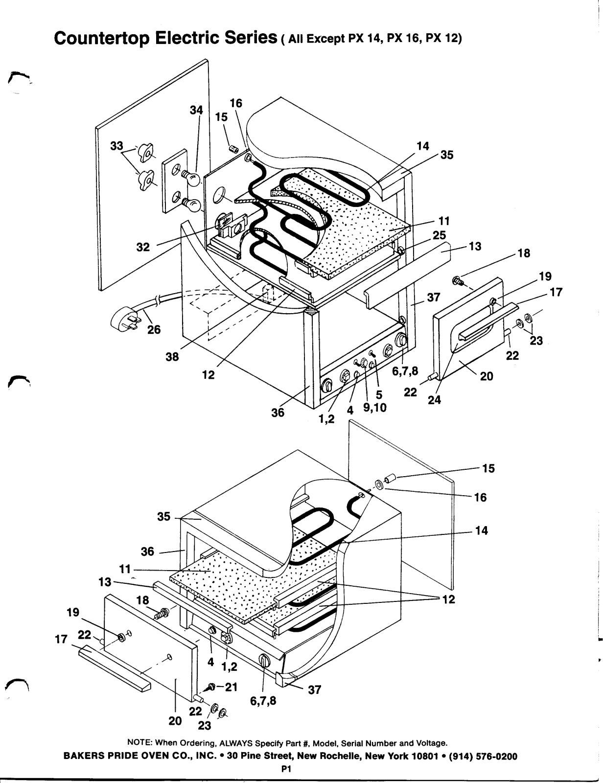 Bakers Pride BK-18 Parts List