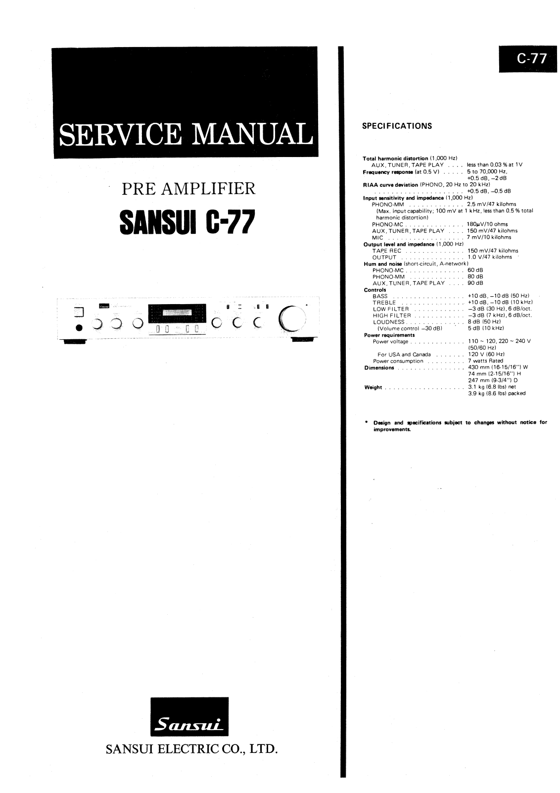 Sansui C-77 Service manual