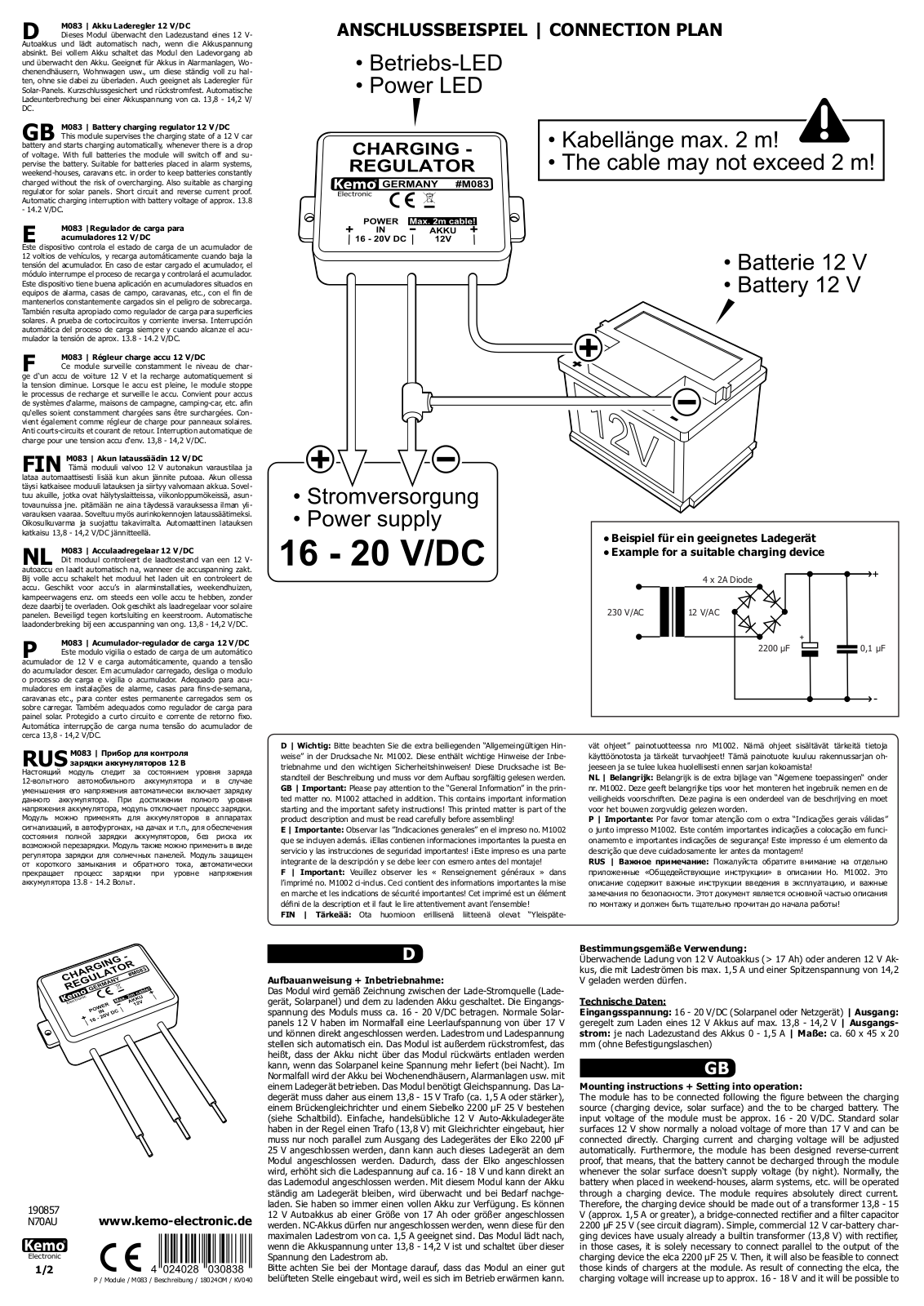 Kemo Electronic M083 User Manual