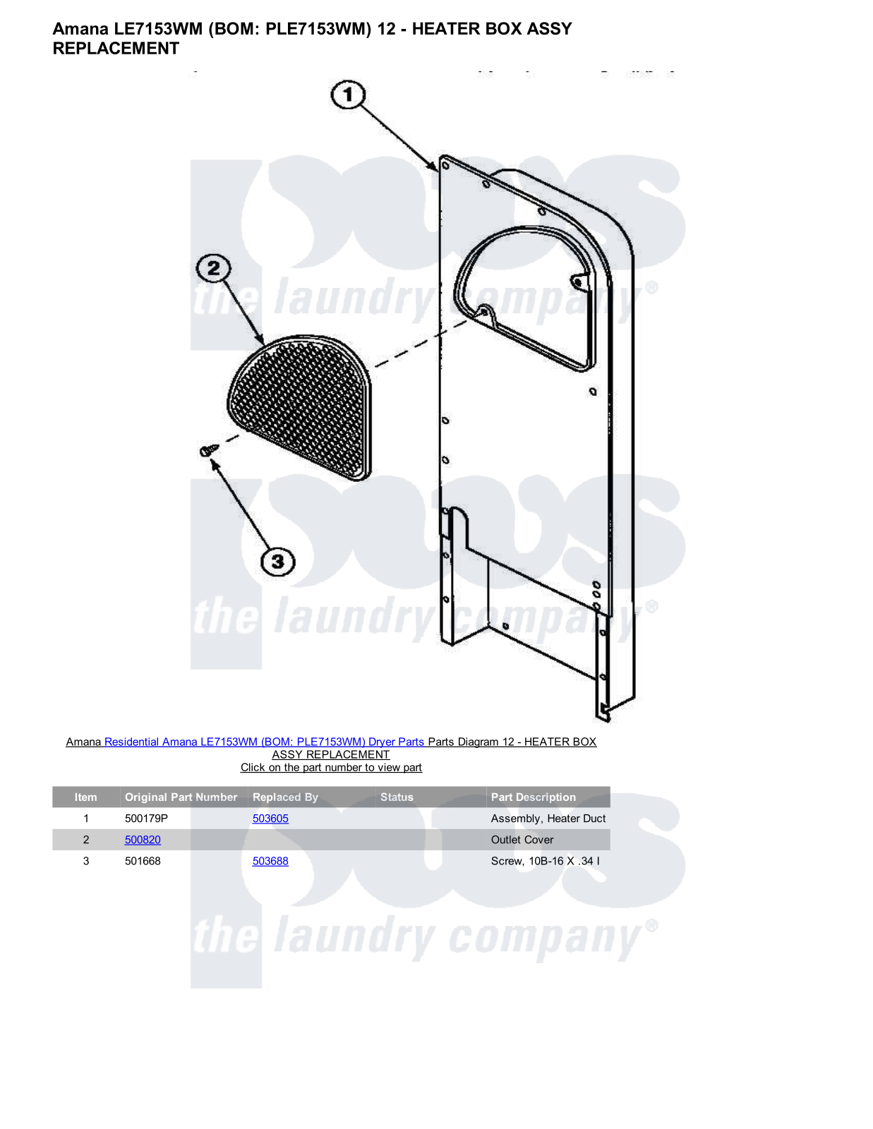 Amana LE7153WM Parts Diagram