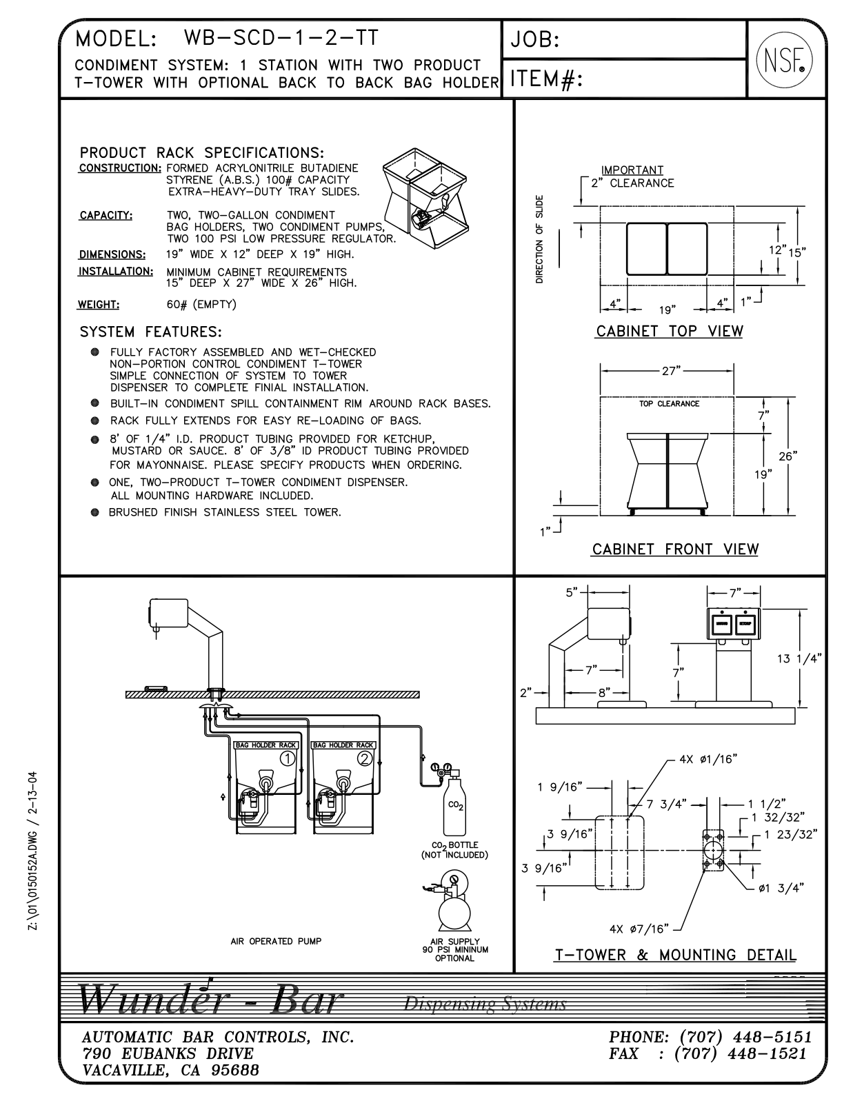 Wunder Bar WB-SCD-1-2-TT User Manual