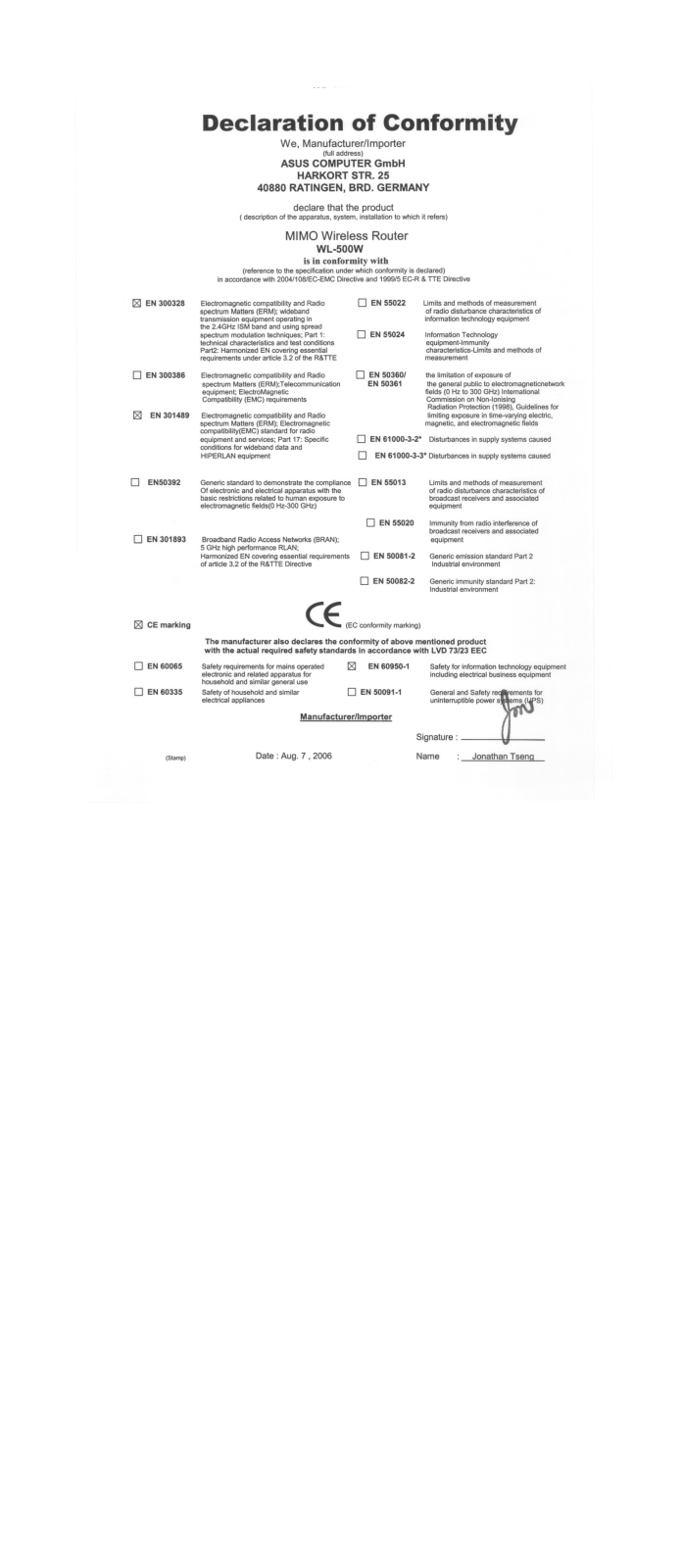 ASUS WL-500W User Manual