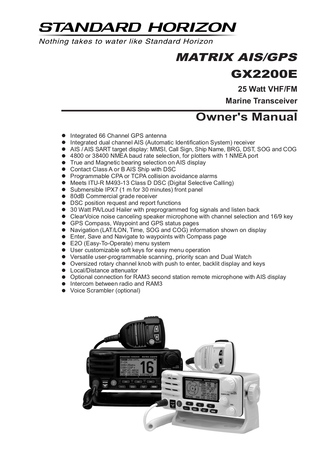 Standard Horizon MATRIX AIS/GPS GX2200E Owner's Manual