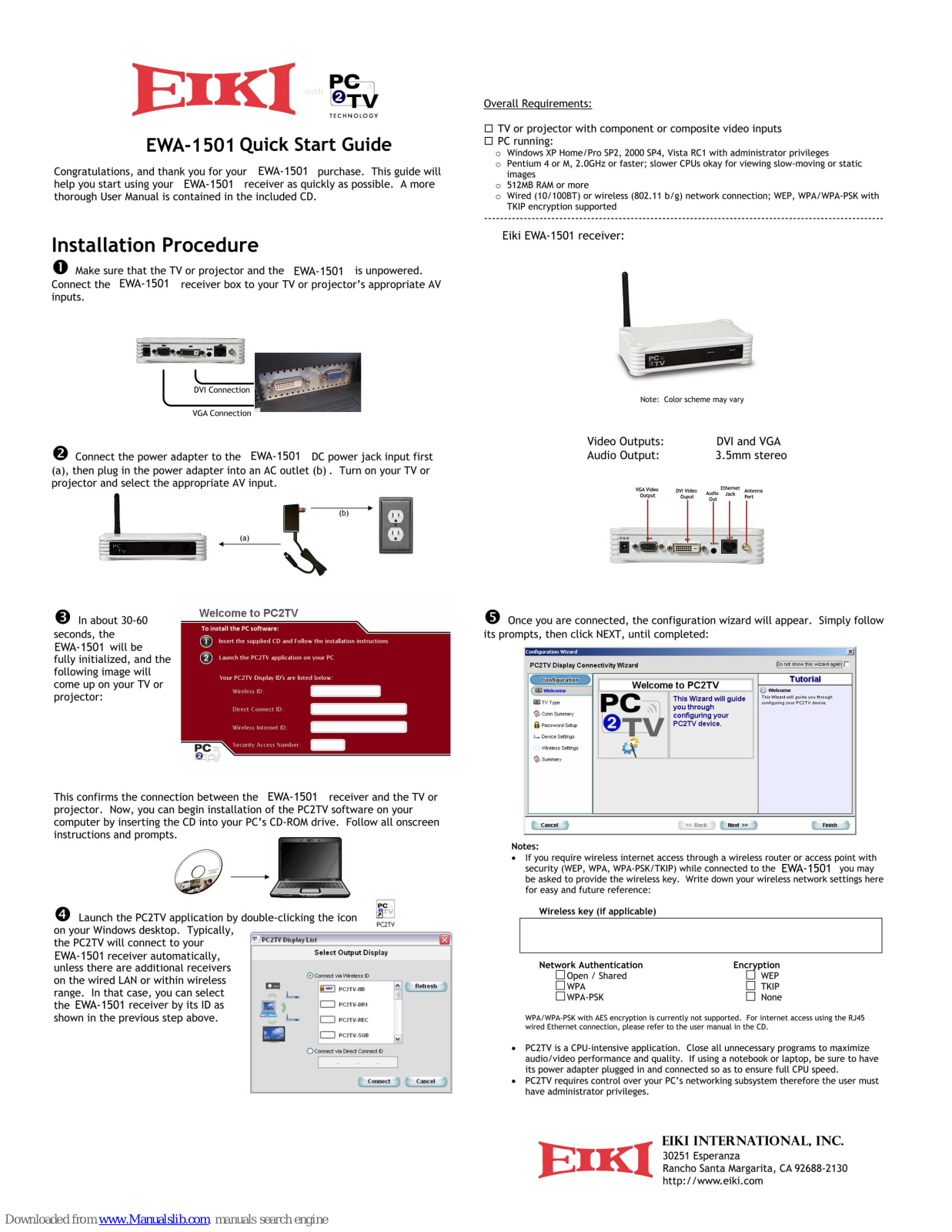 Eiki EWA-1501 Quick Start Manual - ManualMachine.com