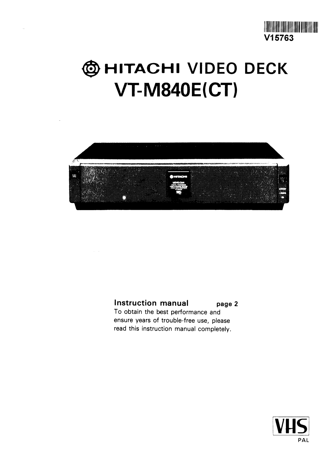 Hitachi VTM840ECT User Manual