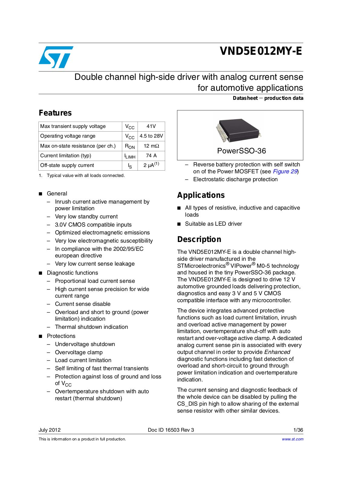 ST VND5E012MY-E User Manual