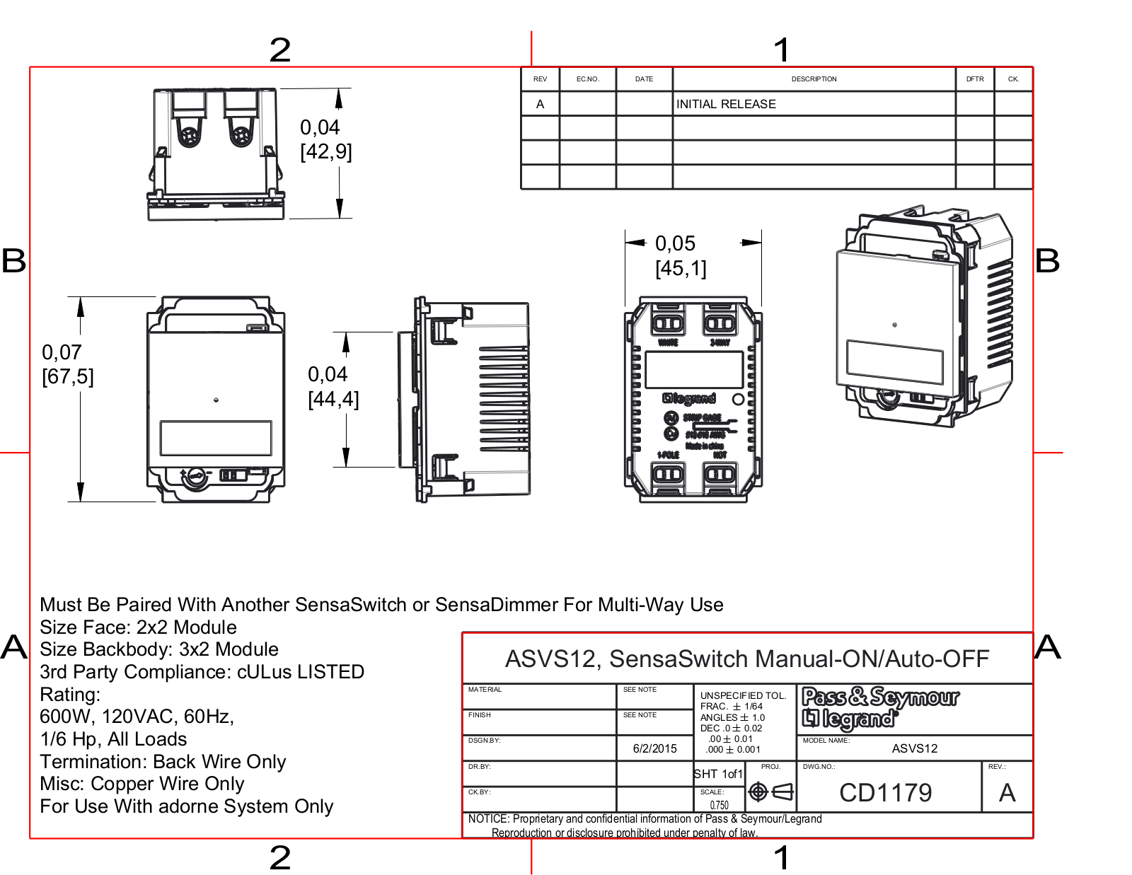 Legrand LEE2040 Dimensions - ManualMachine.com