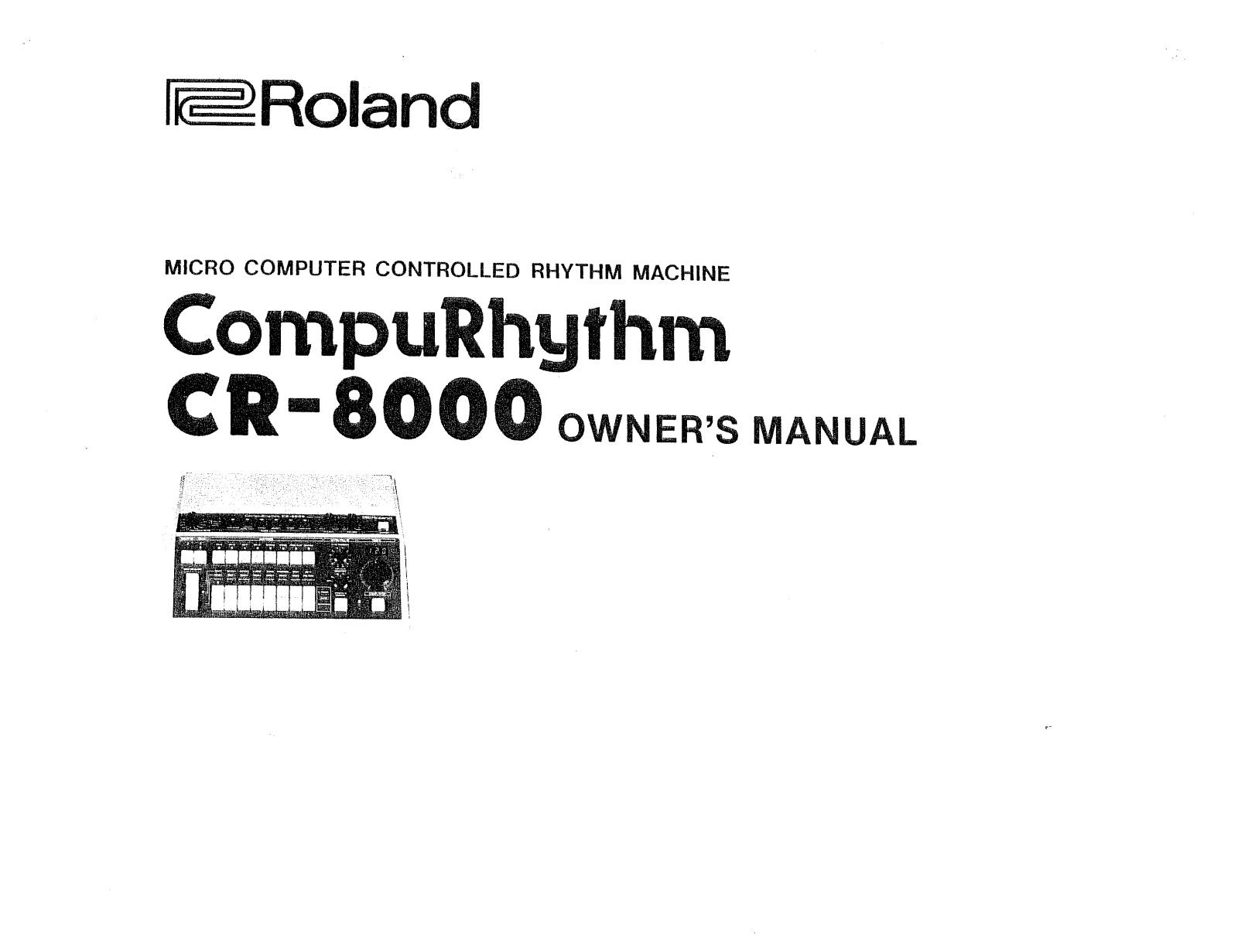 Roland Corporation CR-8000 Owner's Manual