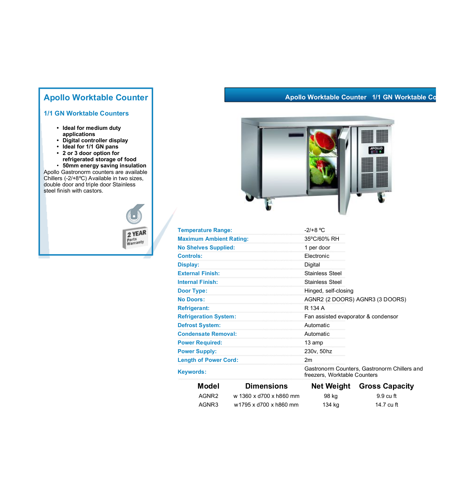 Valera AGNR3, AGNR2 DATASHEET