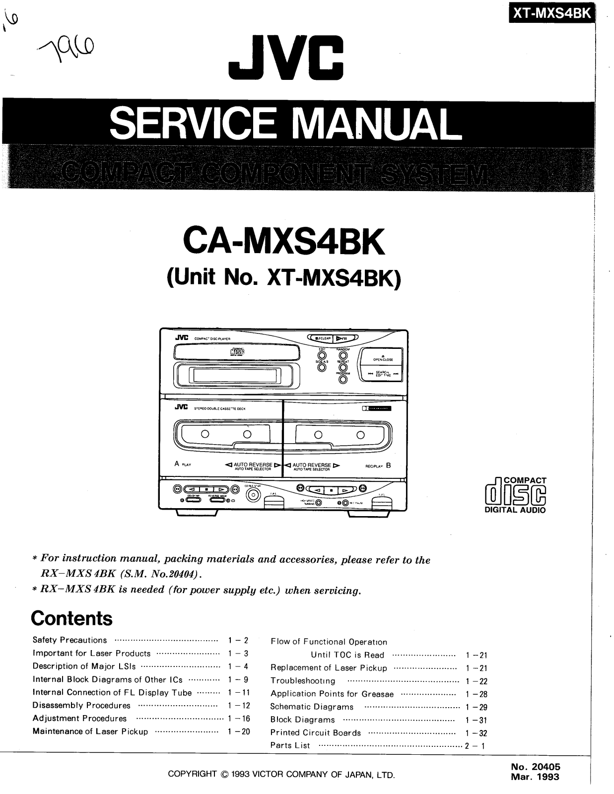 Jvc CA-MXS4-BK Service Manual