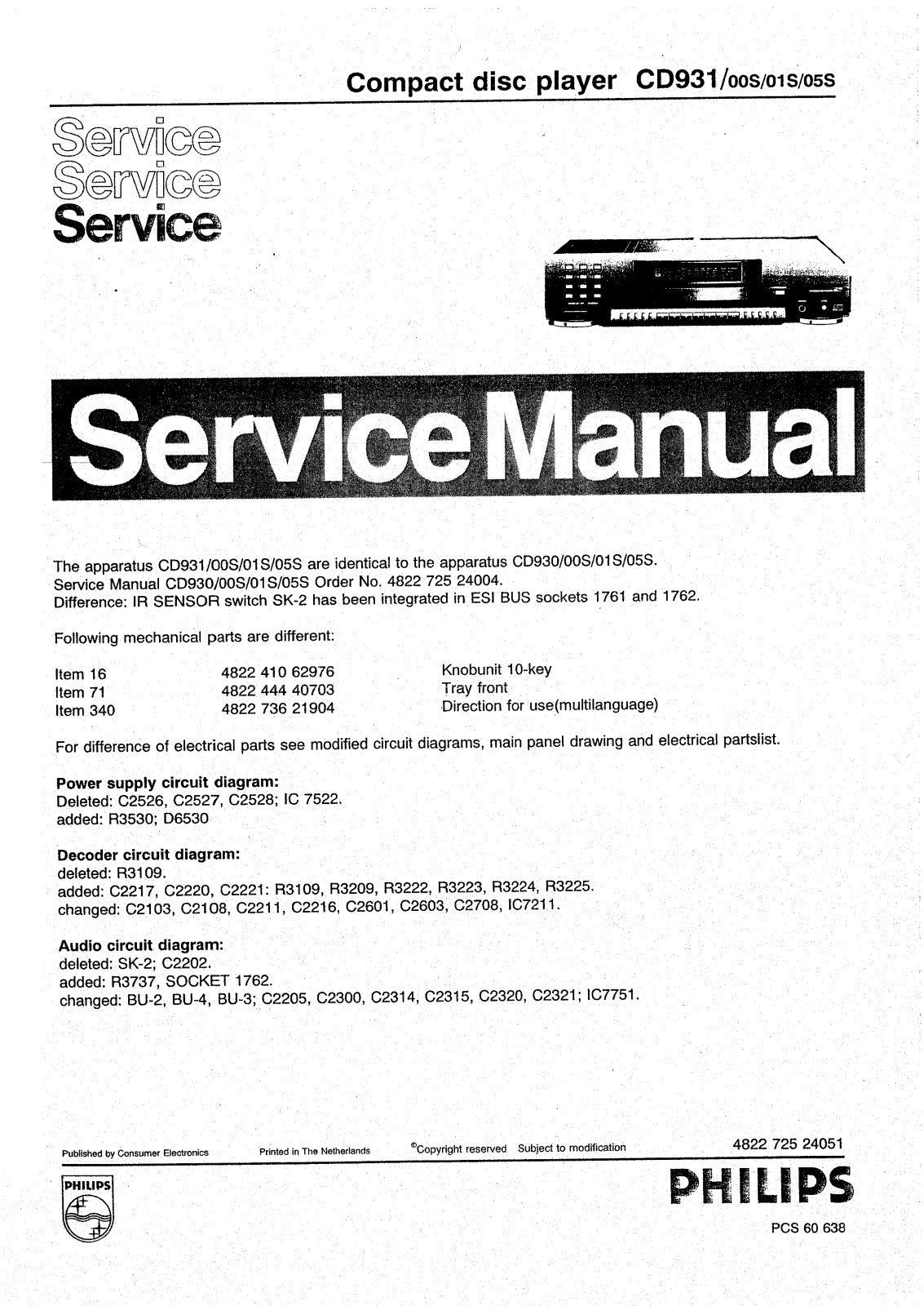 Philips CD-931 Service manual