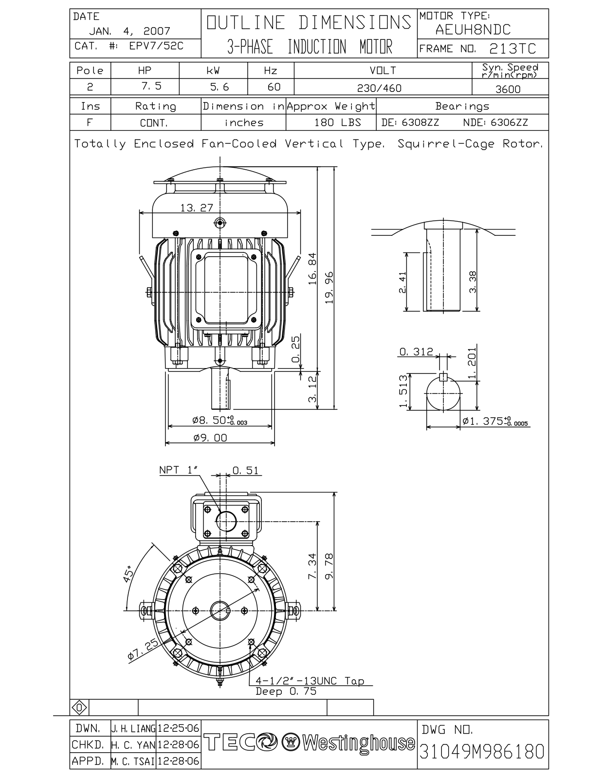 Teco EPV7/52C Reference Drawing