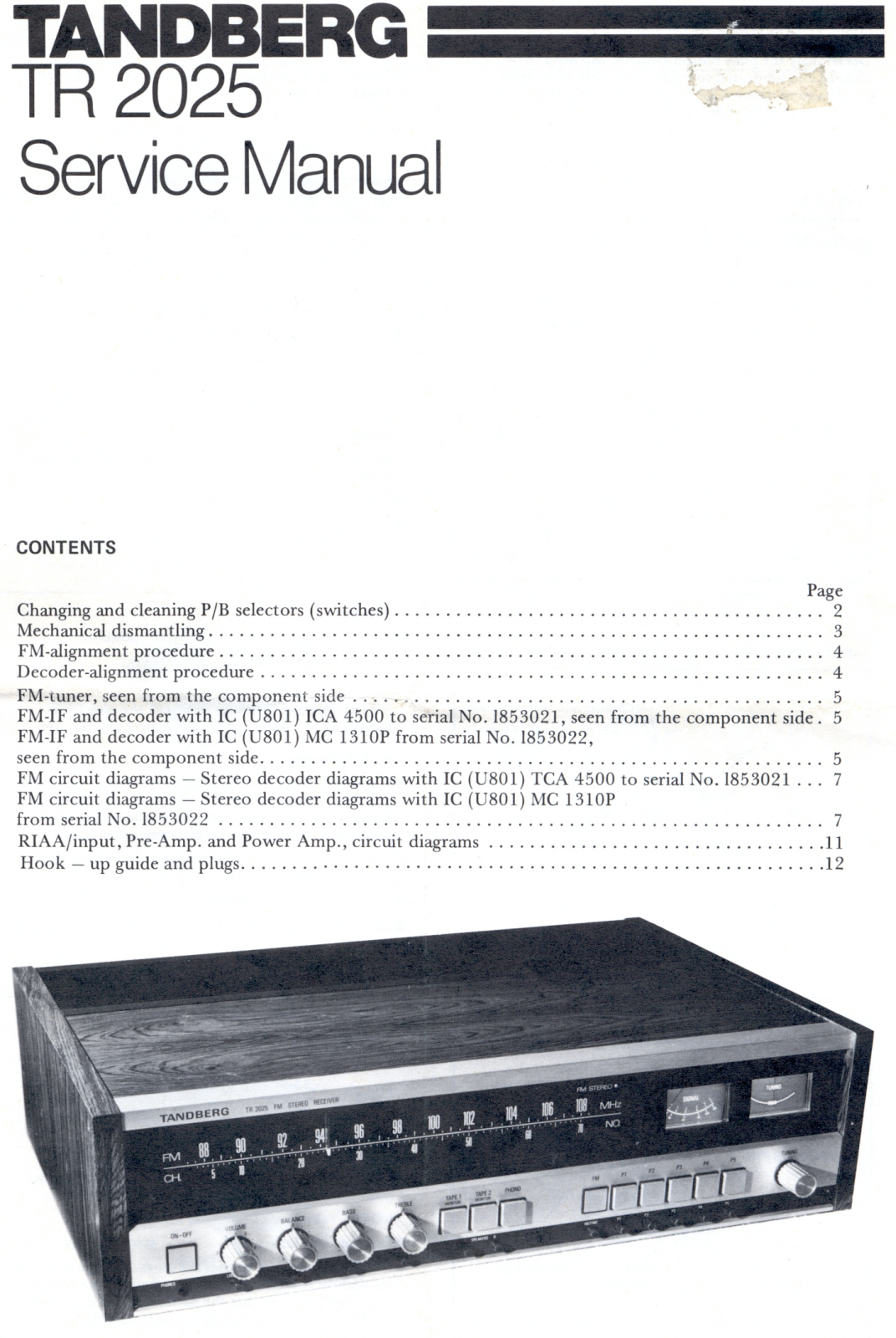 Tandberg TR-2025 Service manual