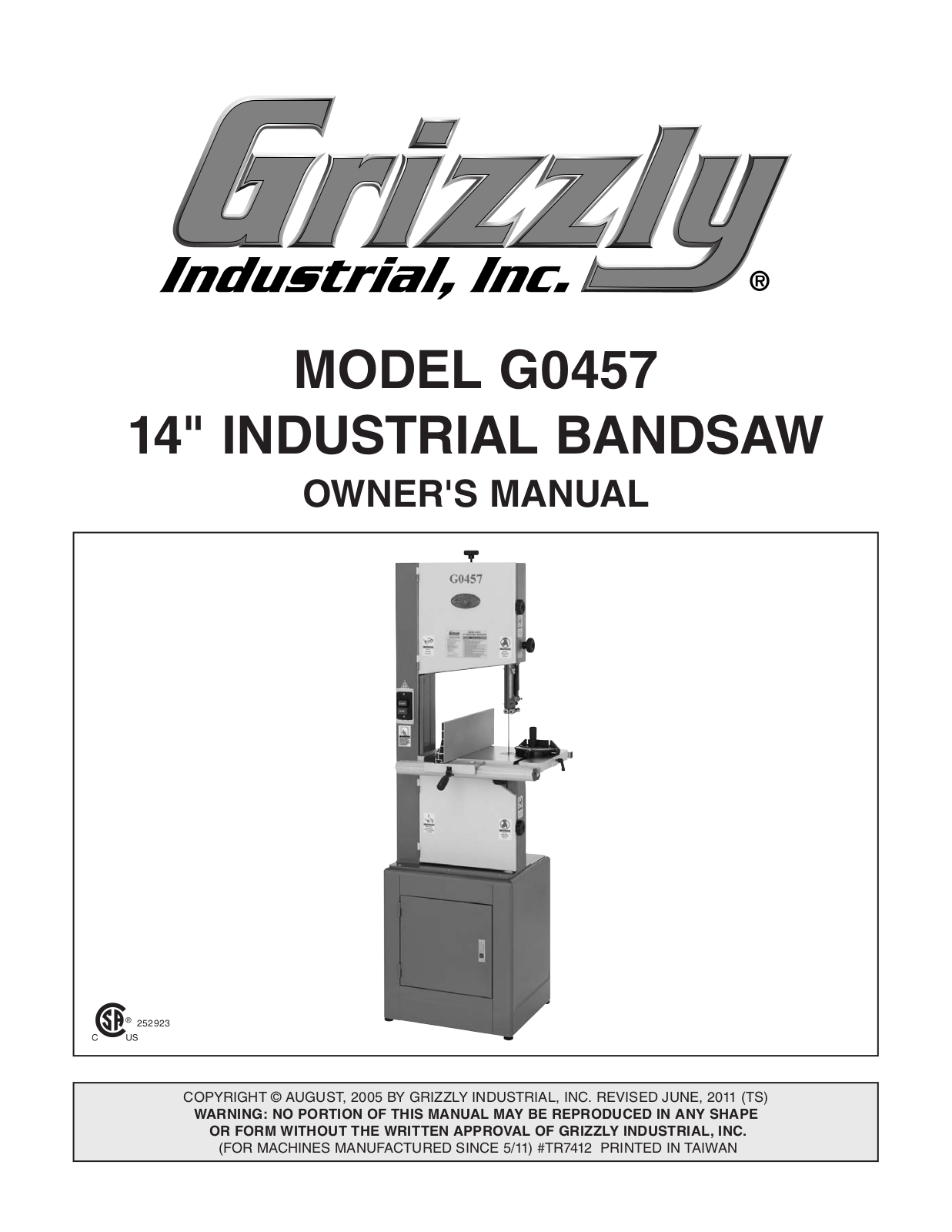 Grizzly G0457 User Manual