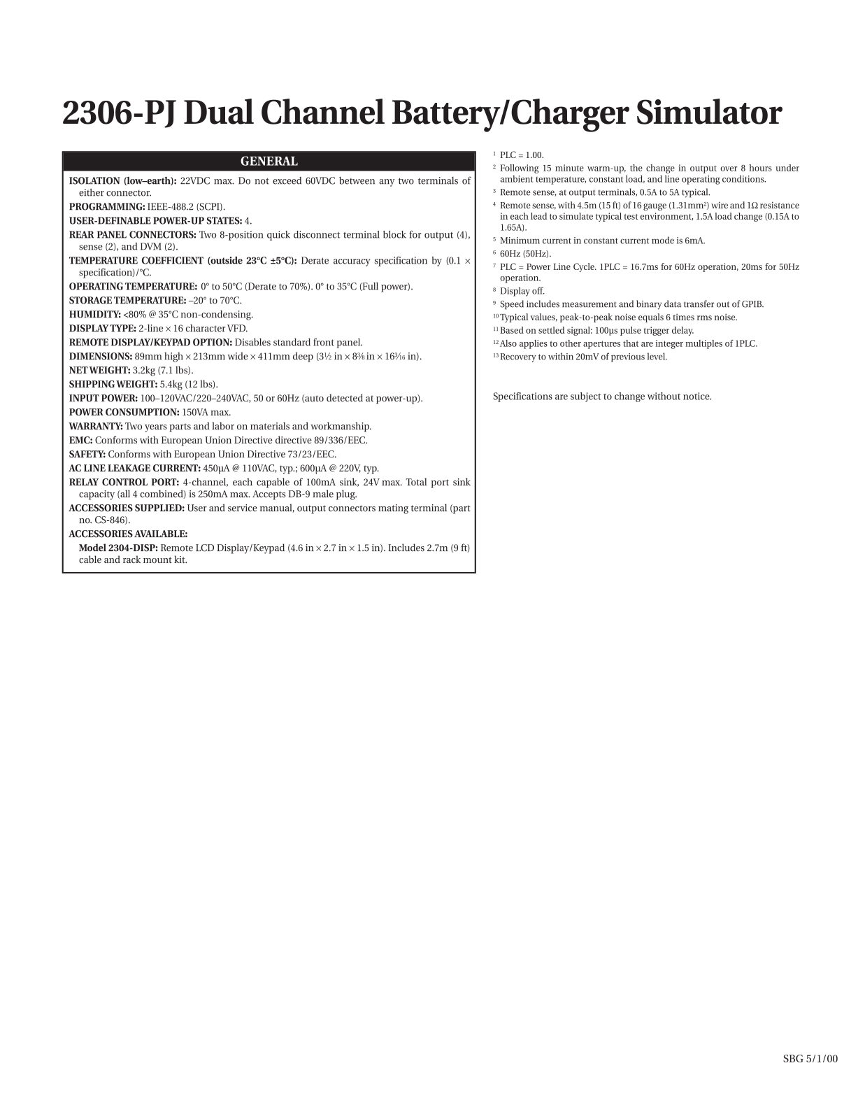 Keithley Instruments 2306-PJ Data Sheet