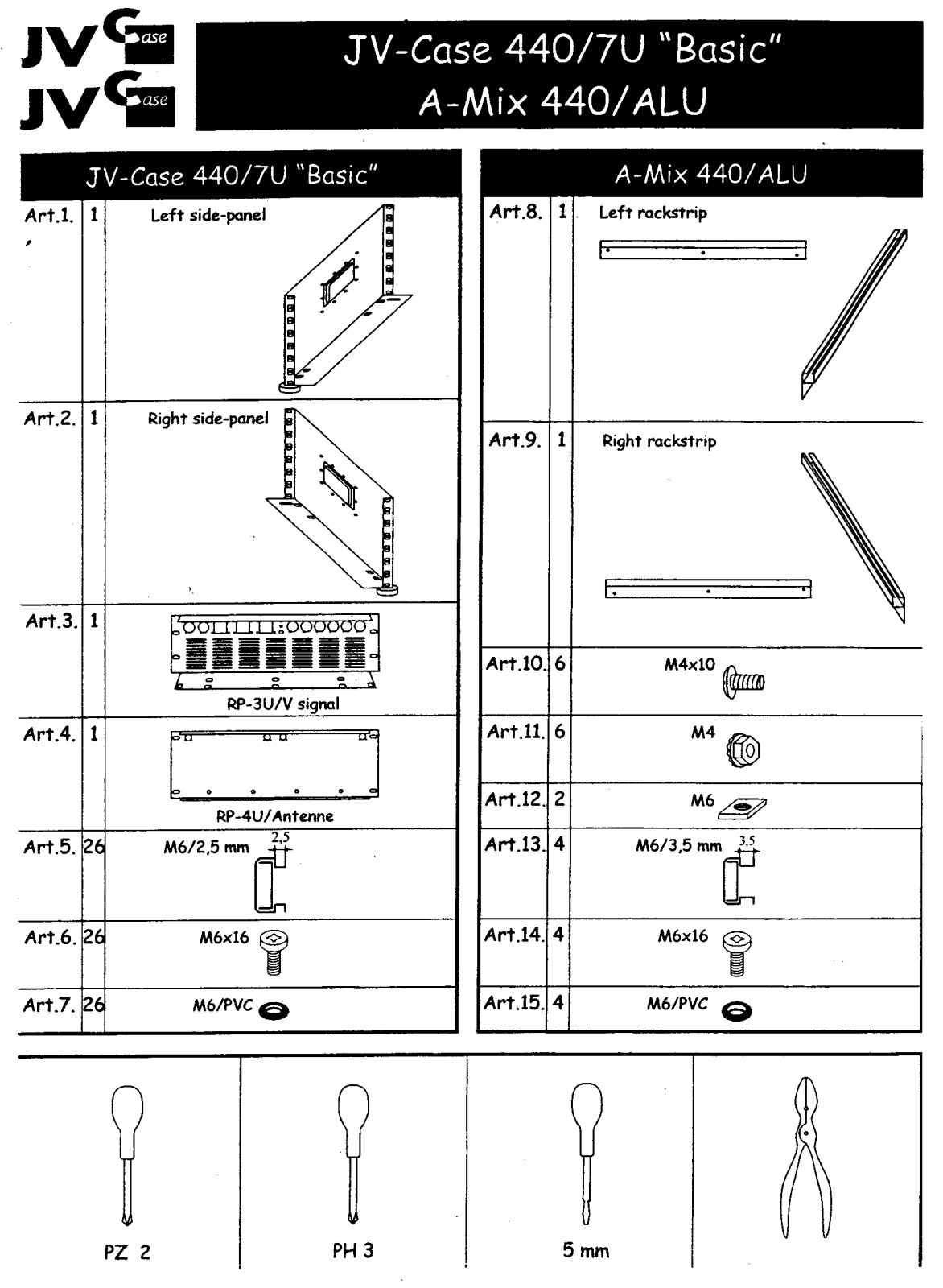 Beglec JV-CASE 440-7U BASIC, A-MIX 440-ALU INSTALLATION GUIDE