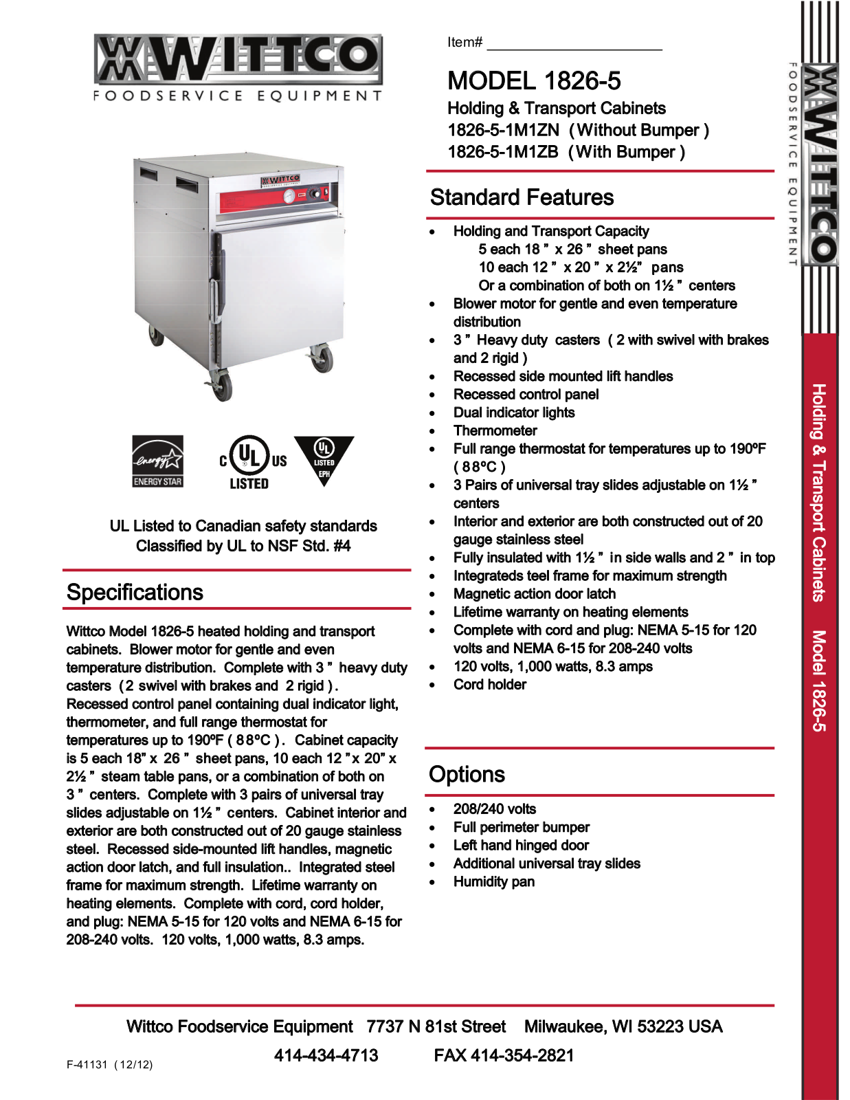 Wittco 1826-5-1M1ZB User Manual