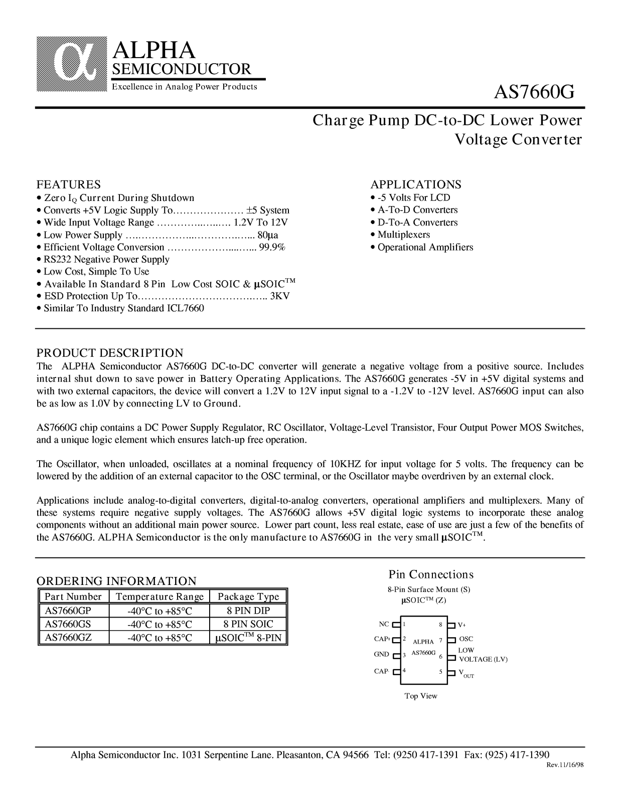 Alpha & Omega Semiconductor AS7600G Service Manual