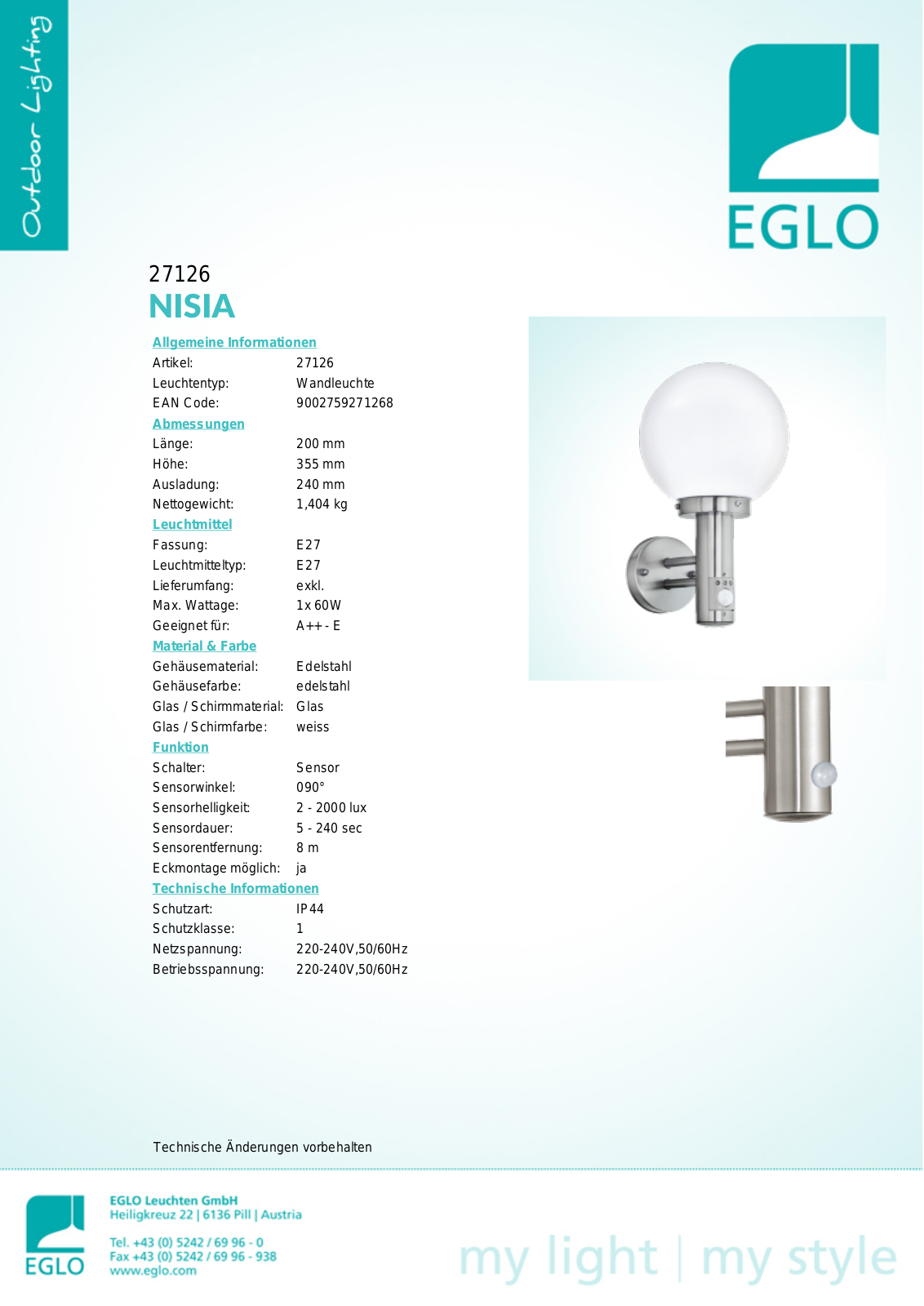 Eglo 27126 User Manual