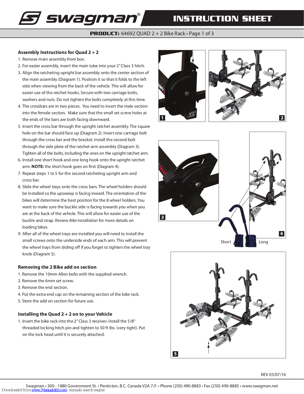 Swagman 64692, 64684 Instruction Sheet - ManualMachine.com