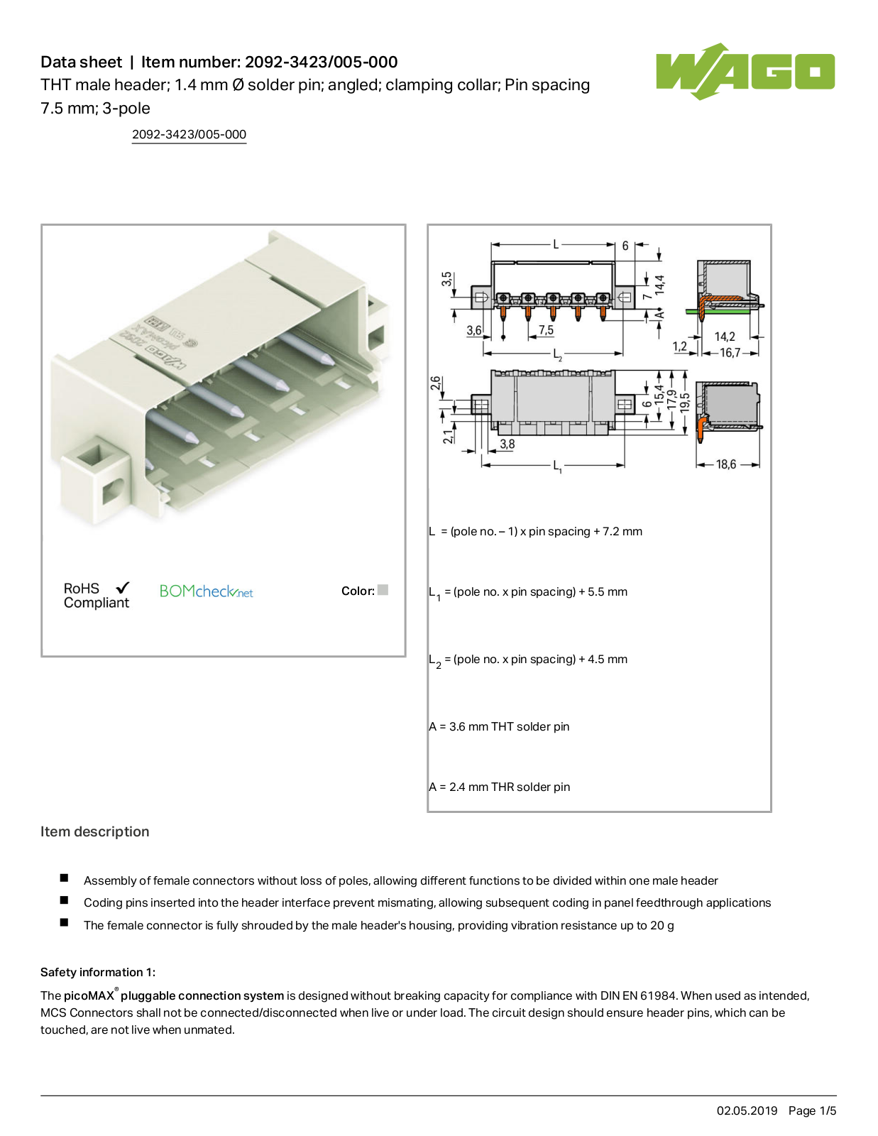 Wago 2092-3423/005-000 Data Sheet