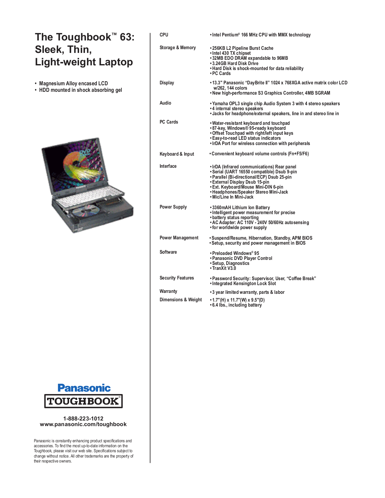 Panasonic Toughbook 63 User Manual