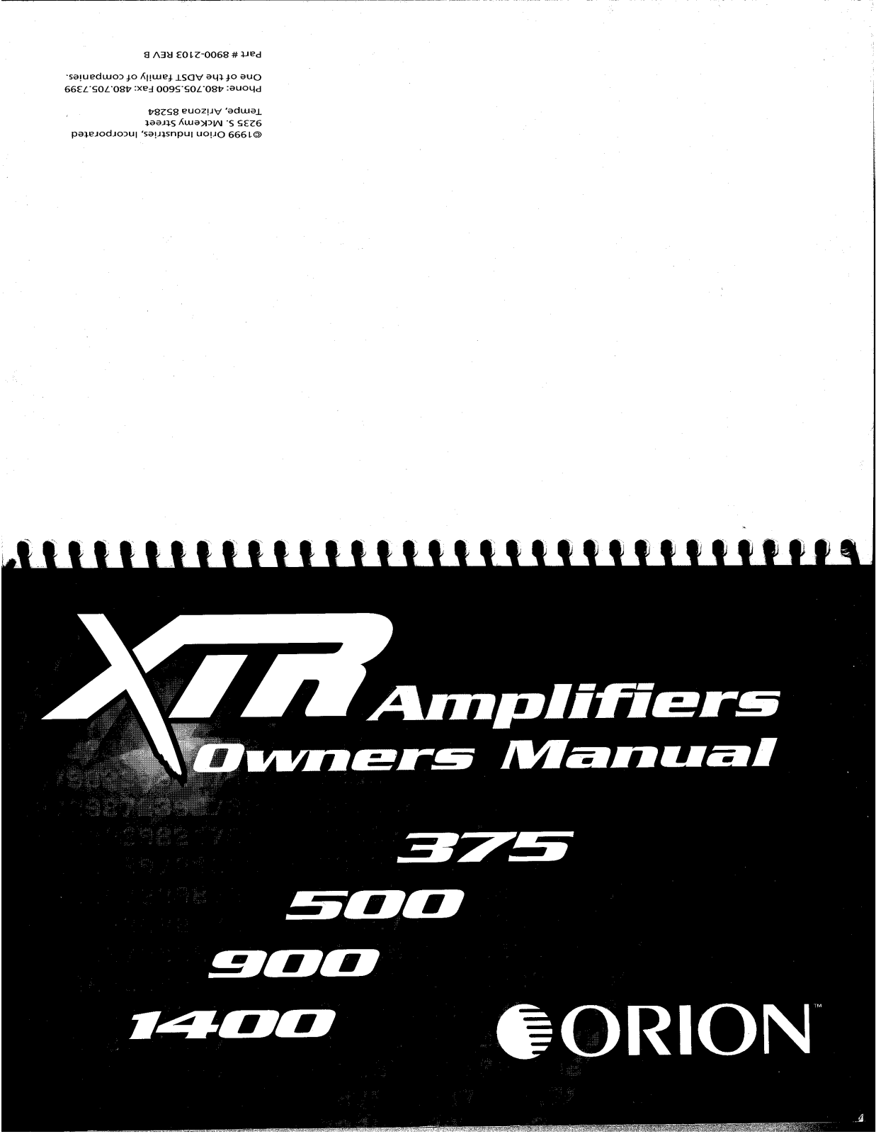 Orion 900, 500, 375, 1400 User Manual