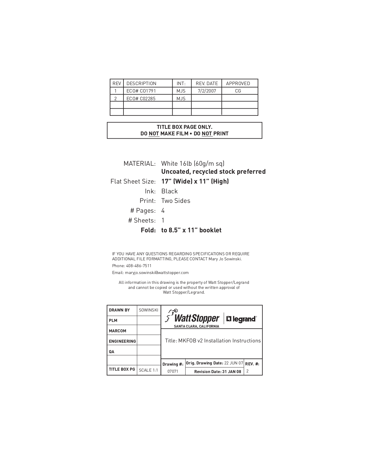 Legrand MKFOB User Manual