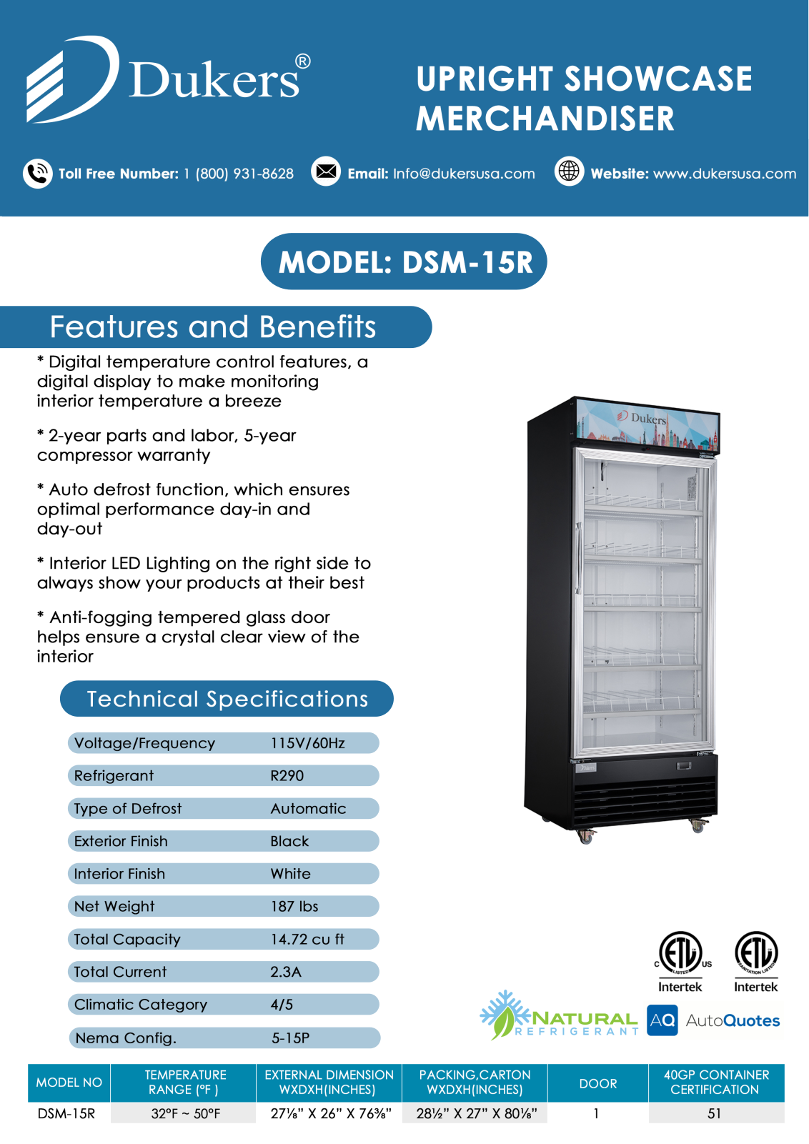 Dukers DSM15R Specifications