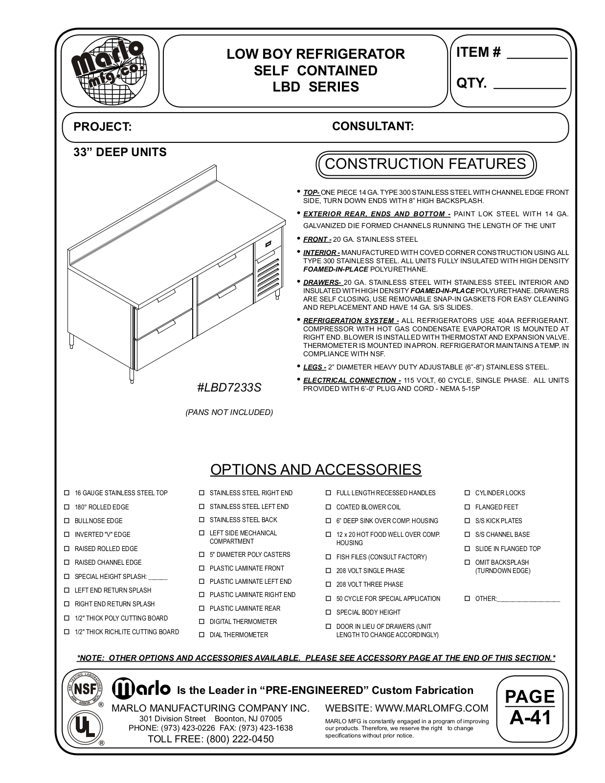 Marlo LBD11433S User Manual