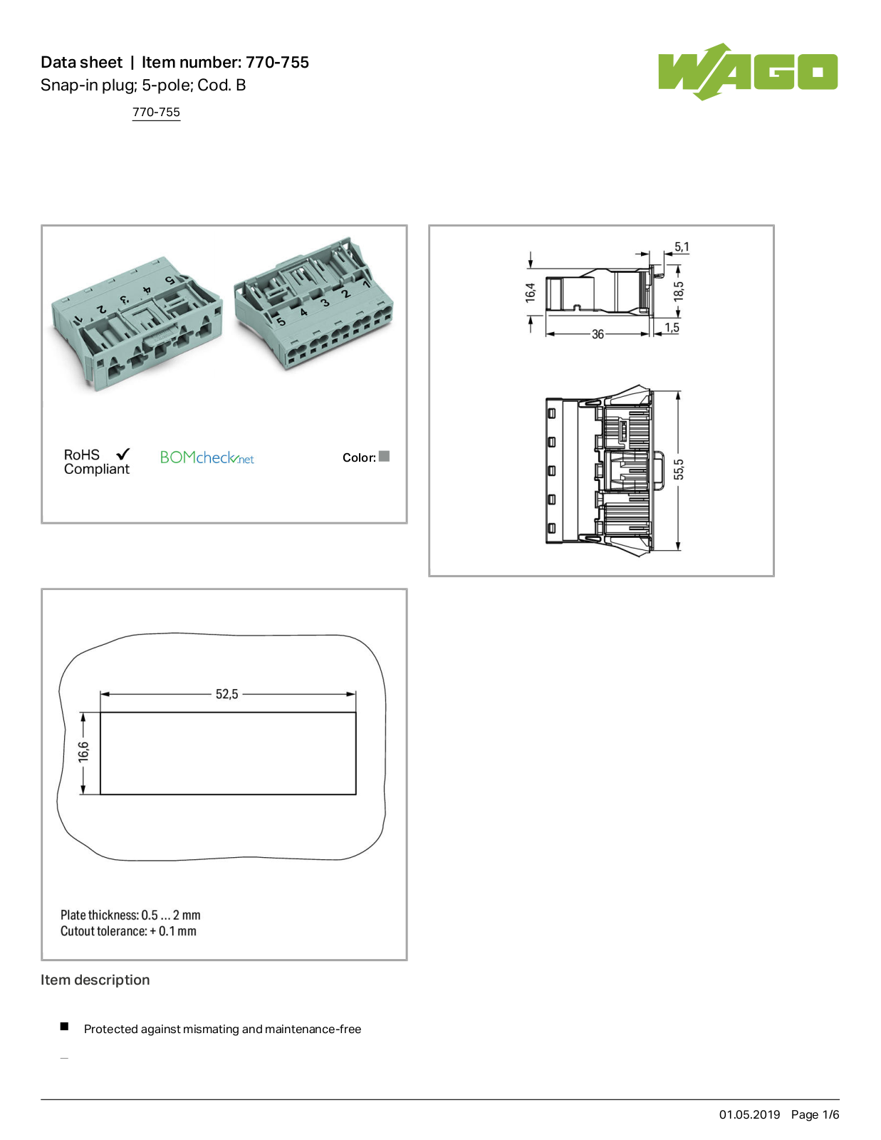 Wago 770-755 Data Sheet